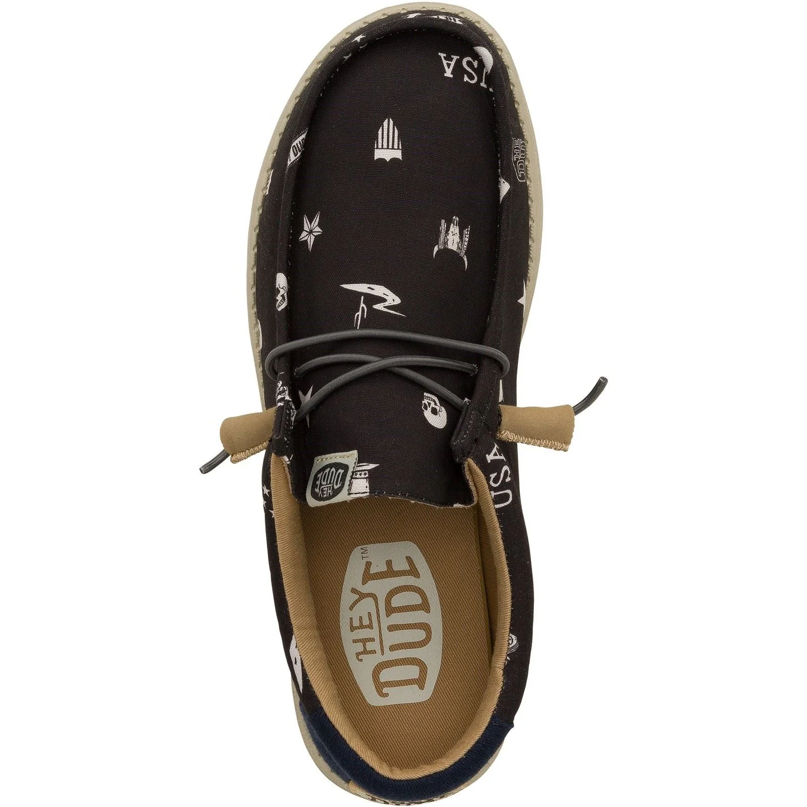 HEYDUDE Men's Wally Stars n Skulls Shoe in Black - Image 5