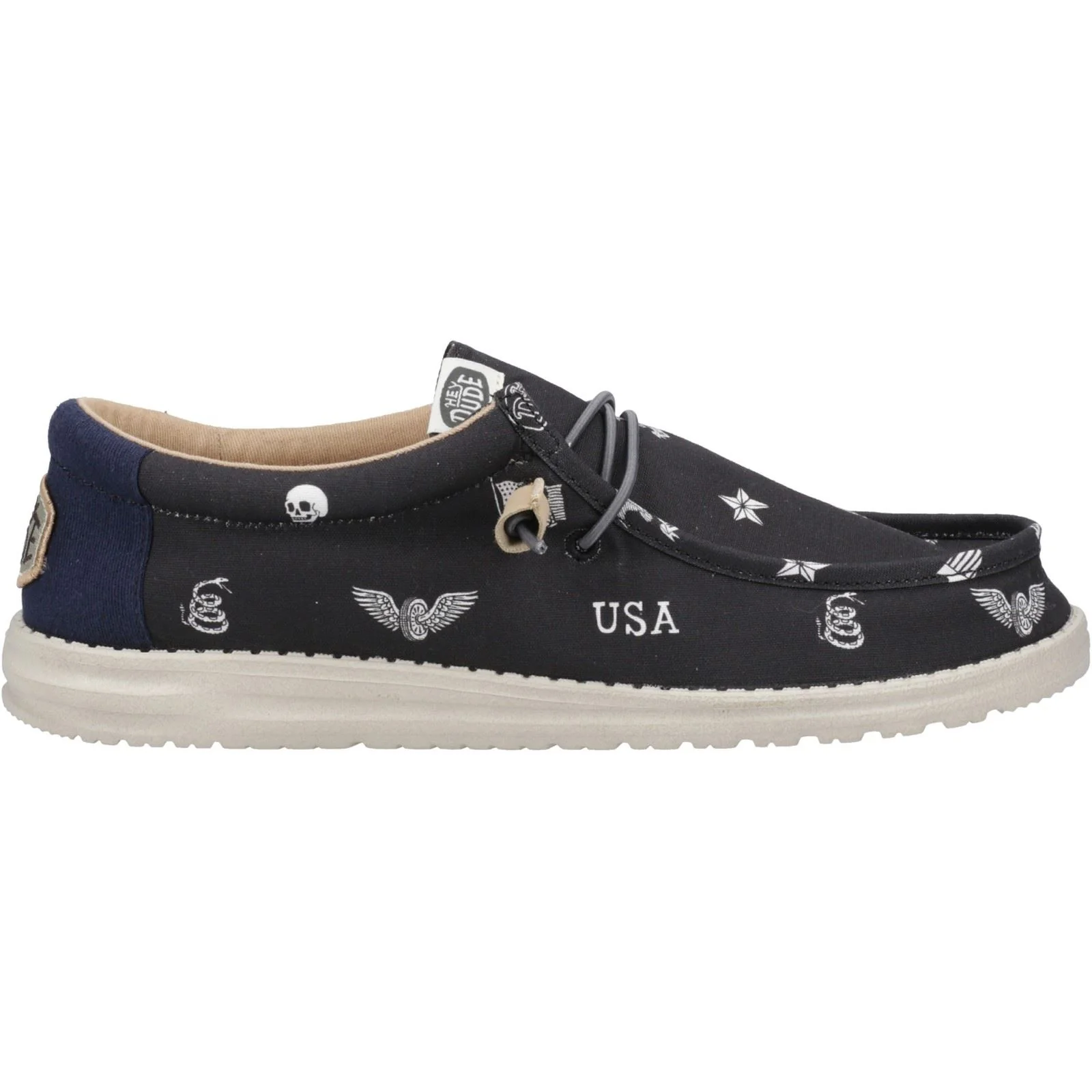 HEYDUDE Men's Wally Stars n Skulls Shoe in Black - Image 7