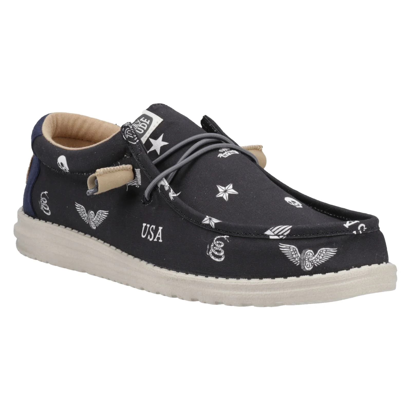 HEYDUDE Men's Wally Stars n Skulls Shoe in Black - Image 8
