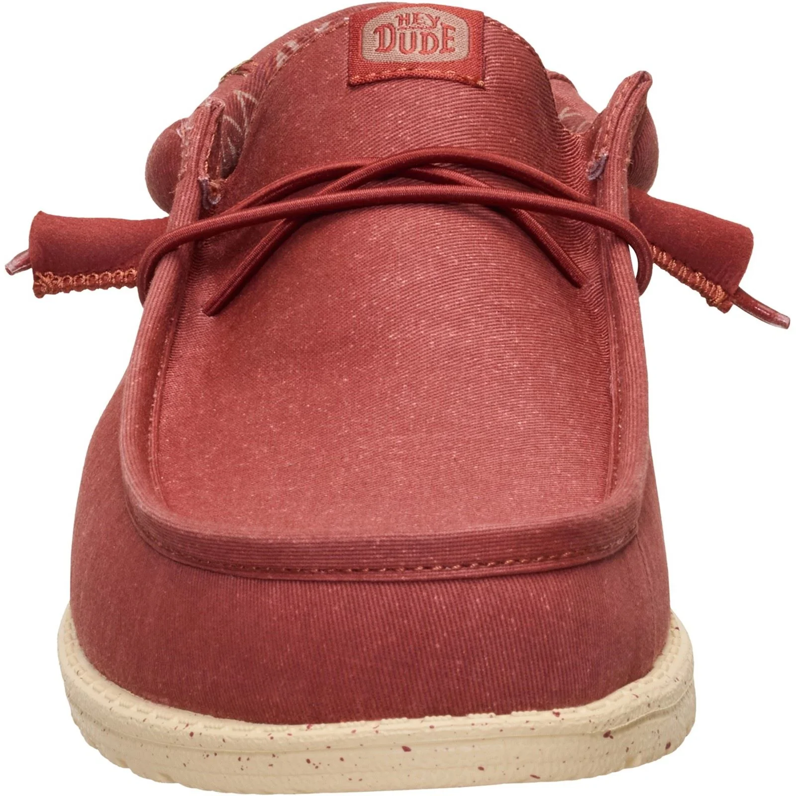 HEYDUDE Wally Stretch Canvas Textile Men's Burnt Red/Boulder Tan Loafers - Image 8