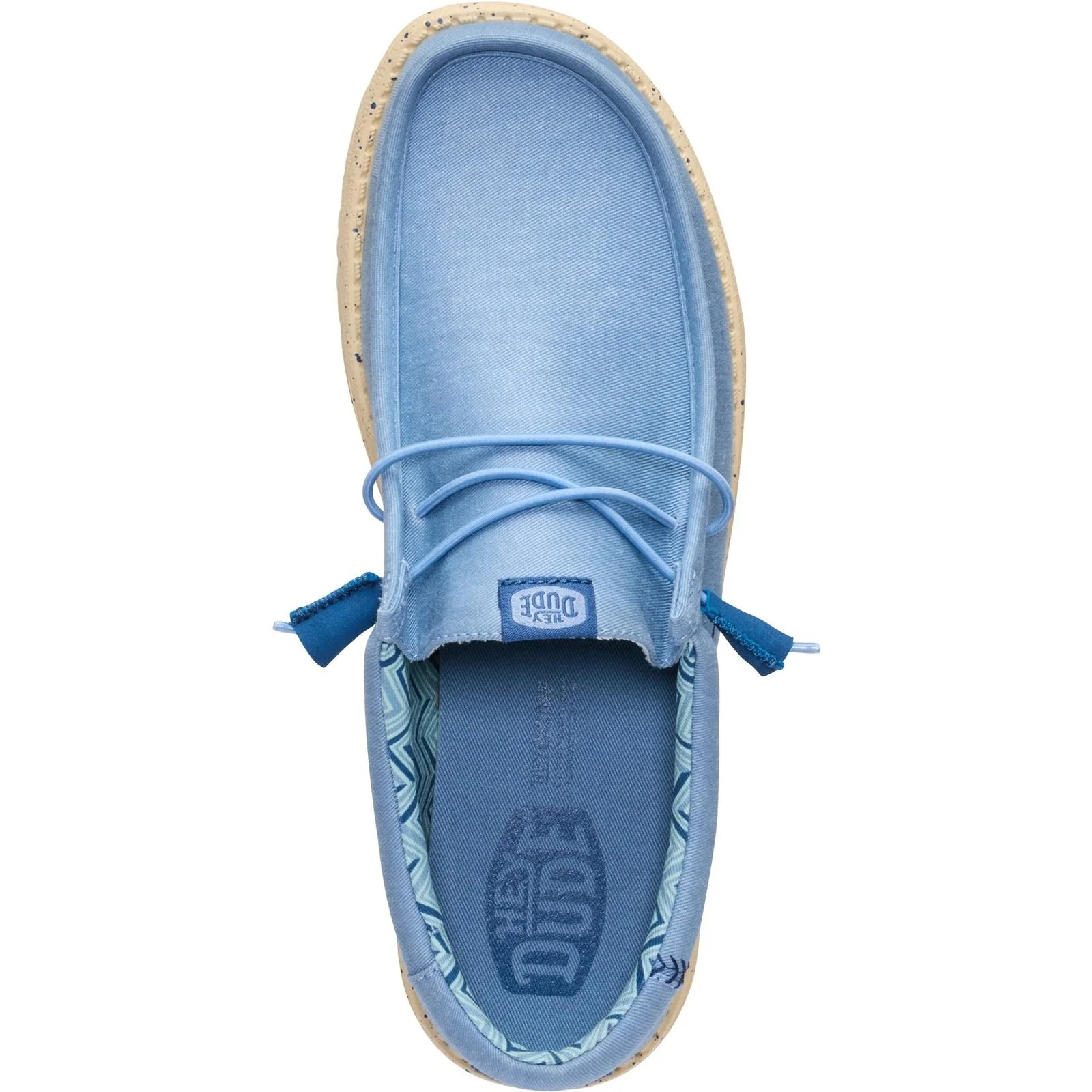 HEYDUDE Wally Stretch Canvas Textile Men's Faded Denim/Boulder Tan Loafers - Image 5