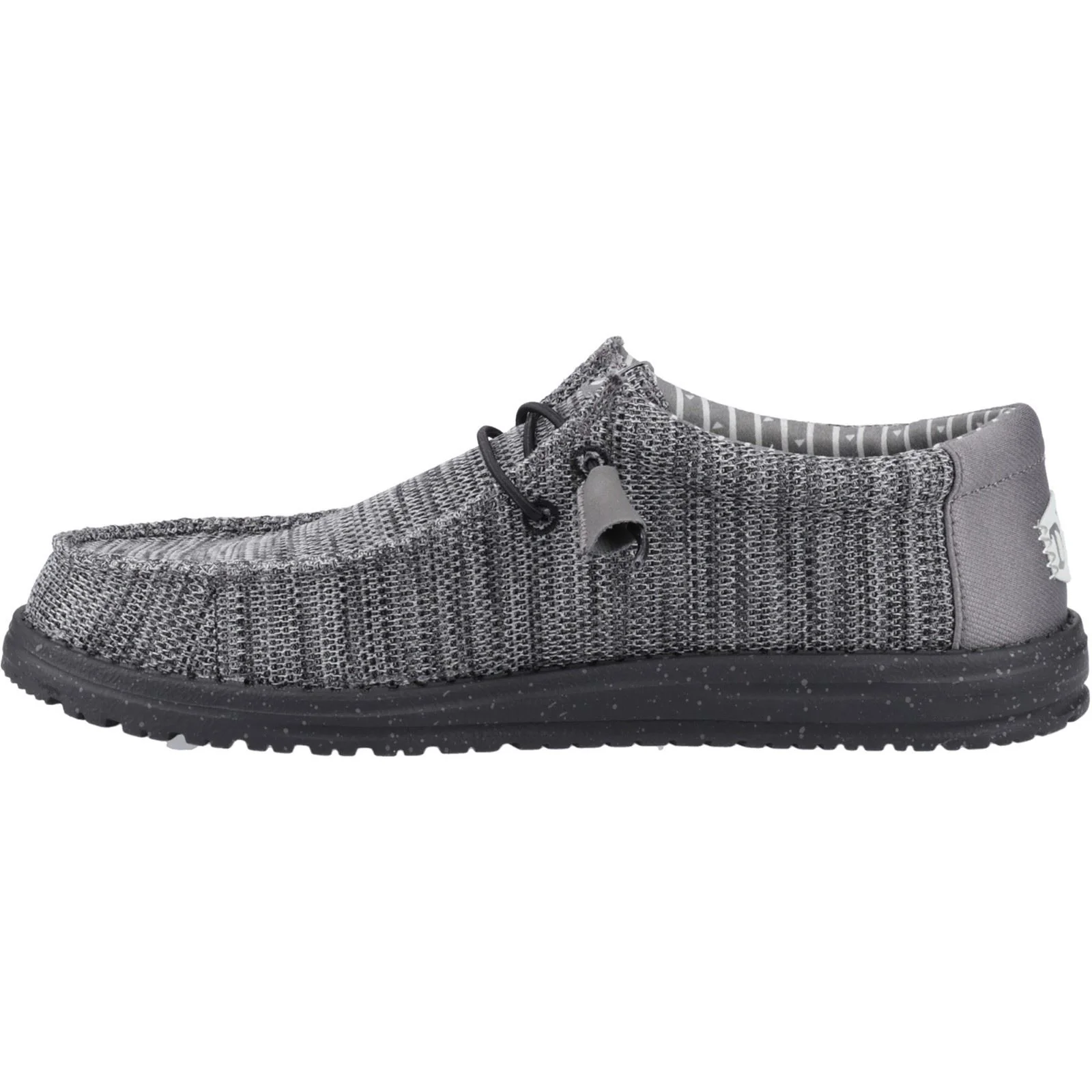 HEYDUDE Wally Stretch Mesh Polyester Men's Granite Grey/Black Moccasins Shoes - Image 4