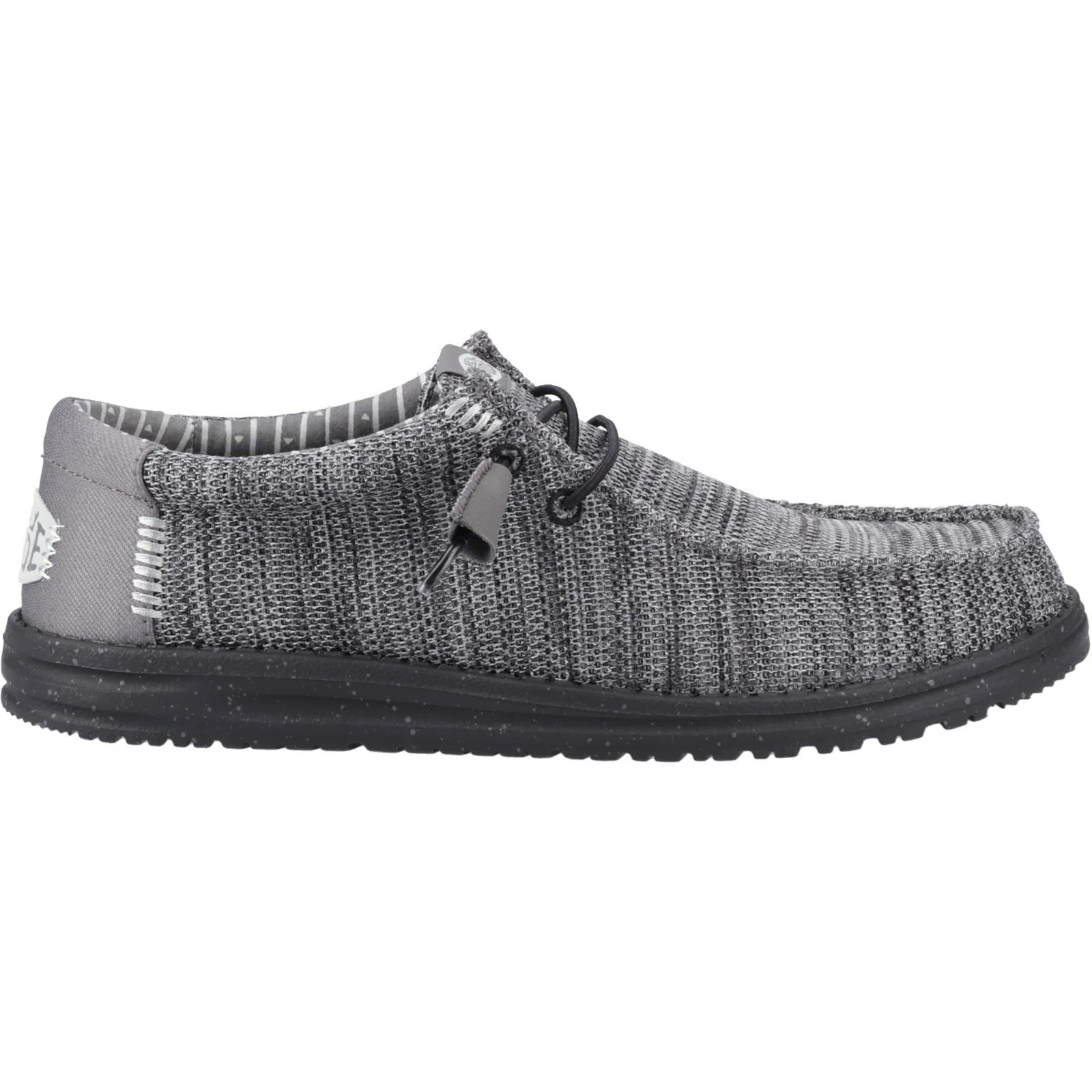 HEYDUDE Wally Stretch Mesh Polyester Men's Granite Grey/Black Moccasins Shoes - Image 5
