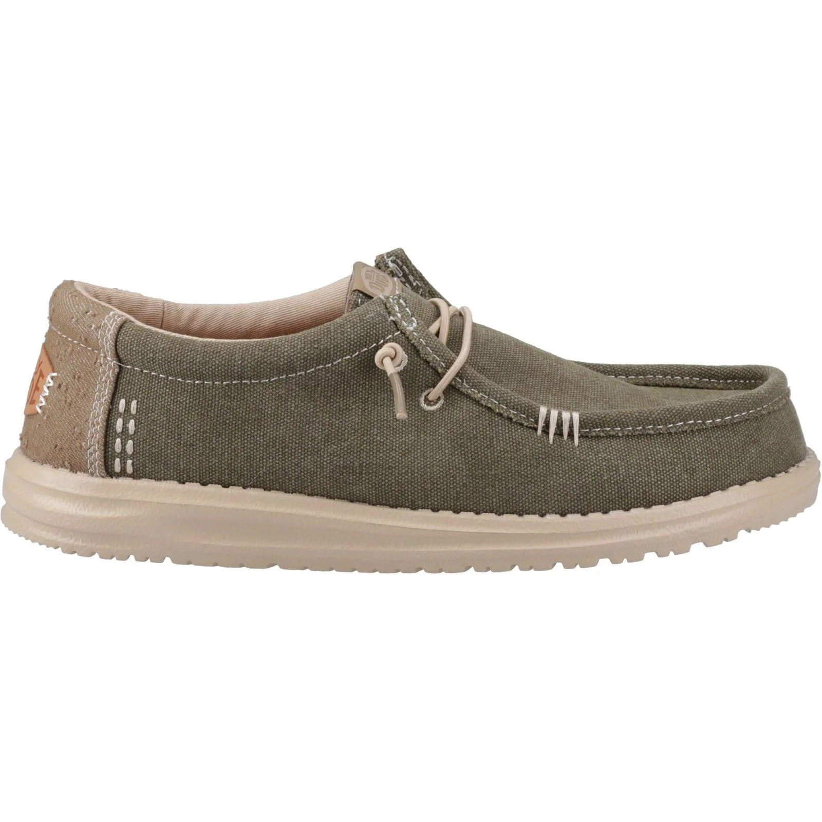 HEYDUDE Wally Workwear Polyester Blend Men's Dusky Green/Irish Cream Moccasins Shoes - Image 5