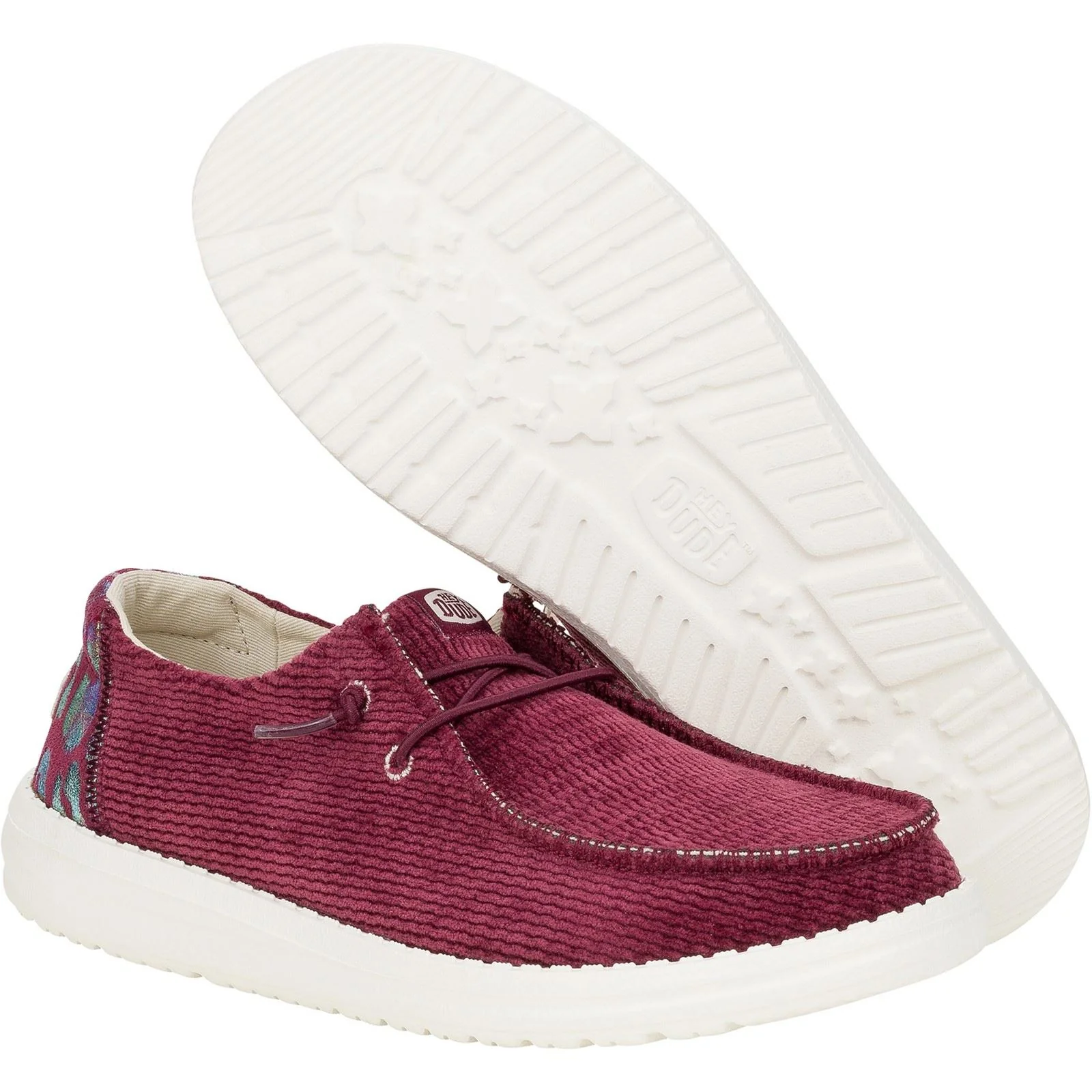 HEYDUDE Women's Wendy Corduroy Leo Shoes in Burgundy - Image 3