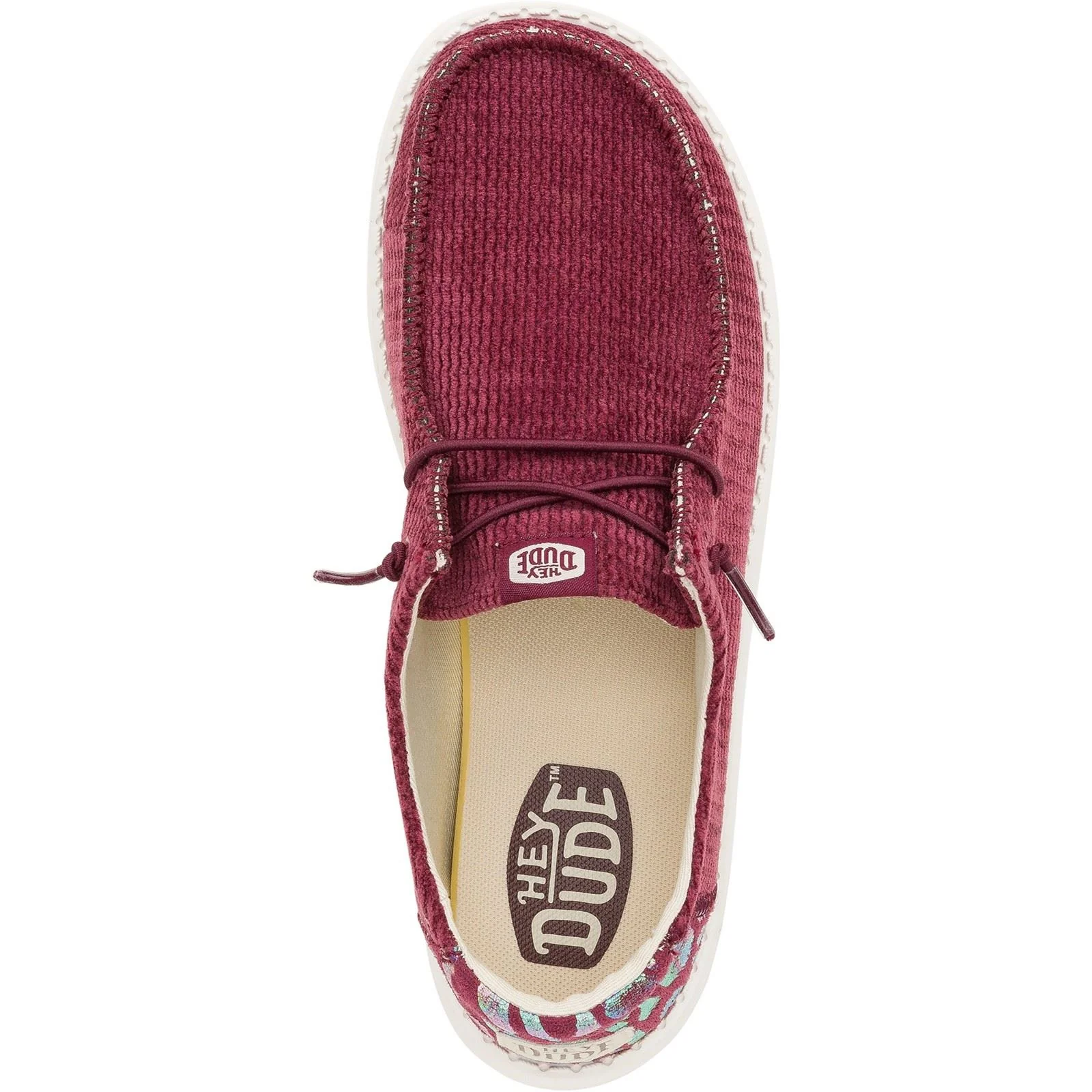 HEYDUDE Women's Wendy Corduroy Leo Shoes in Burgundy - Image 4