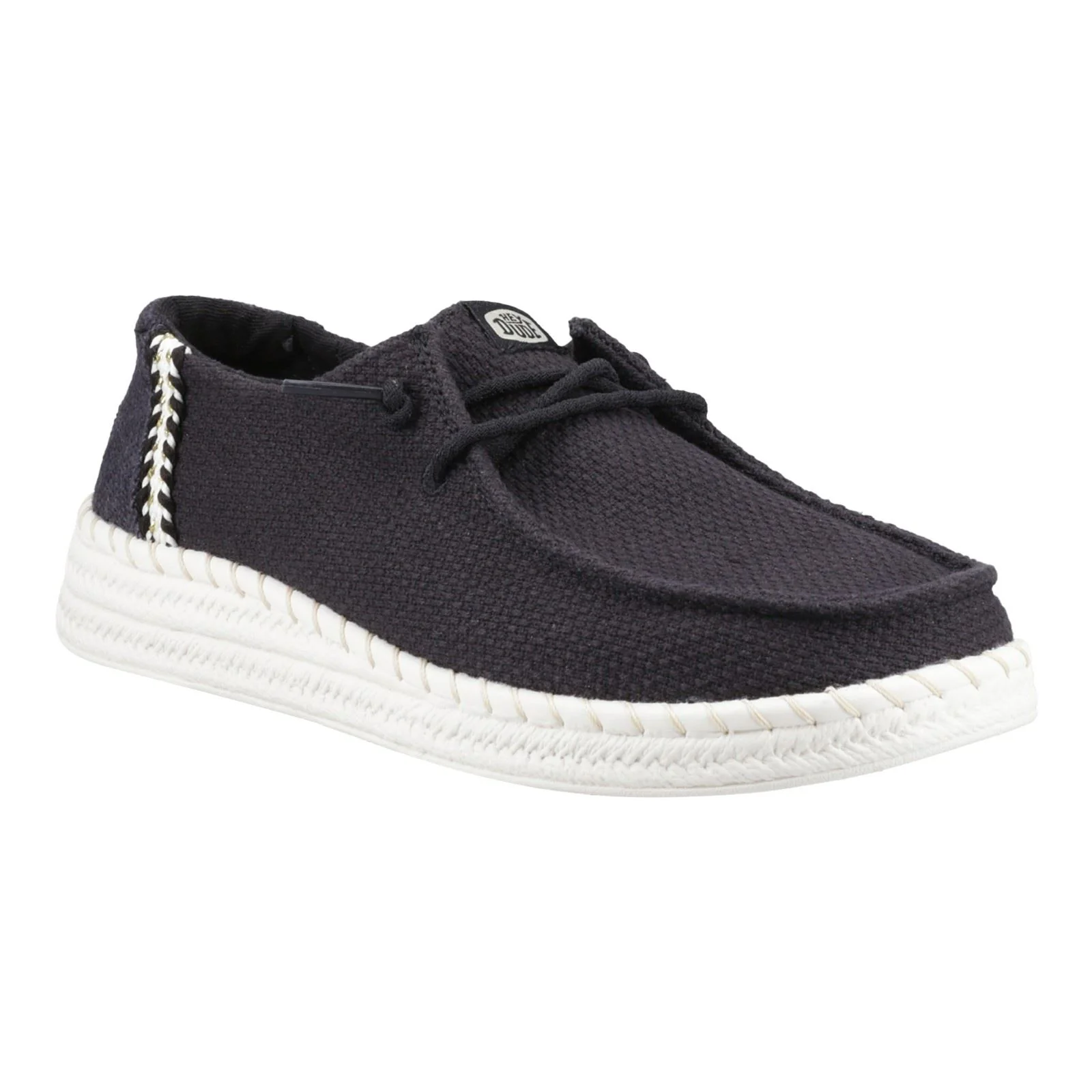 HEYDUDE Wendy Espadrille Woven Cotton Blend Women's Black Espadrilles - Image 9