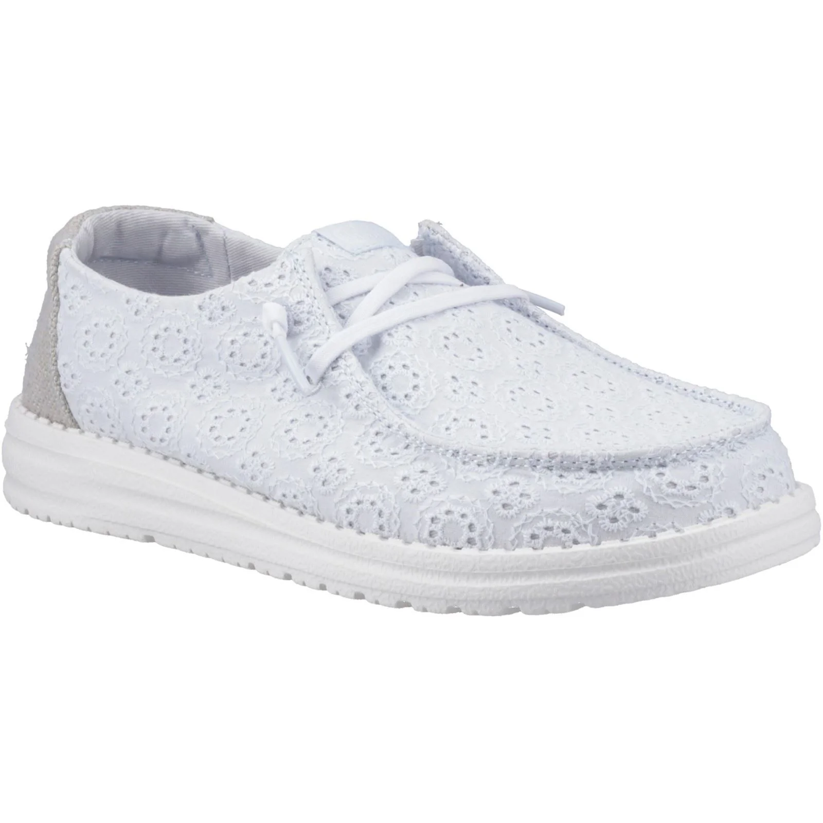 HEYDUDE Wendy Eyelet Lace Cotton Blend Women's Ancient Blue Moccasins Shoes