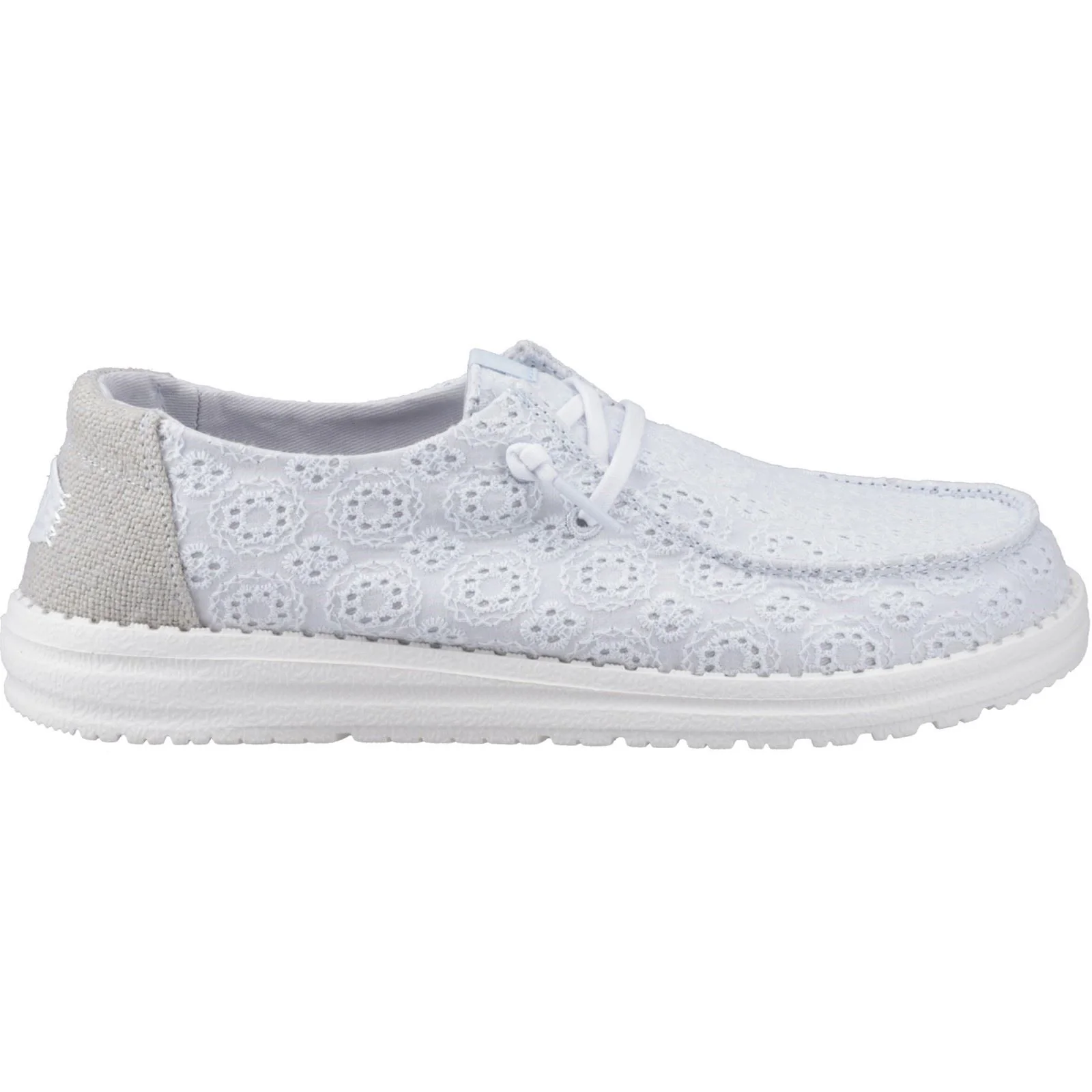 HEYDUDE Wendy Eyelet Lace Cotton Blend Women's Ancient Blue Moccasins Shoes - Image 5