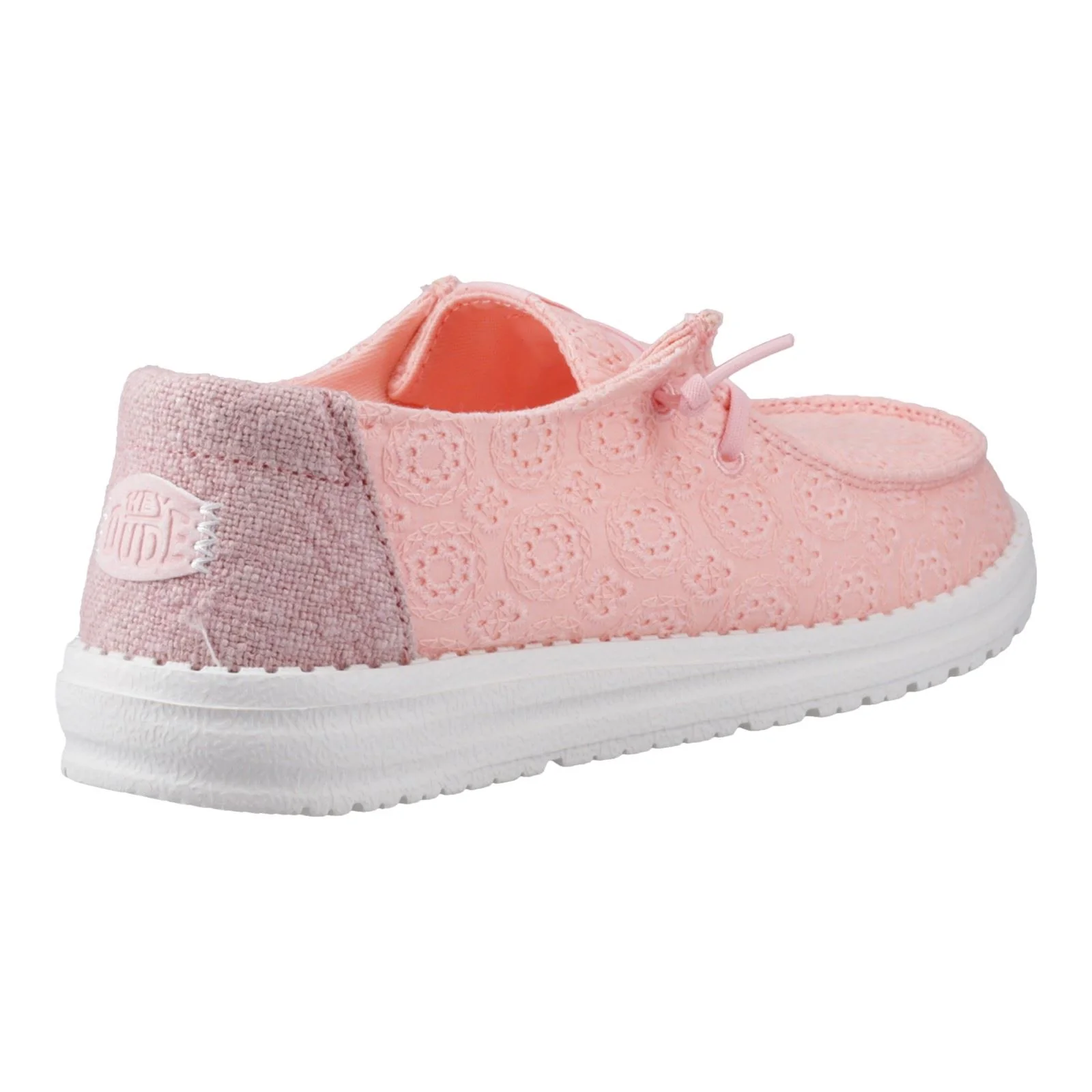 HEYDUDE Wendy Eyelet Lace Cotton Blend Women's Pale Pink Moccasins Shoes - Image 7