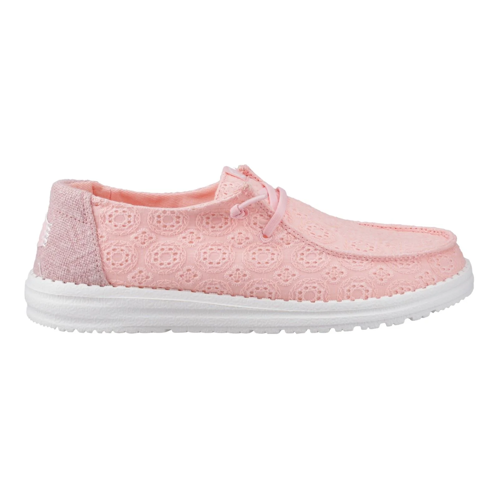 HEYDUDE Wendy Eyelet Lace Cotton Blend Women's Pale Pink Moccasins Shoes - Image 9