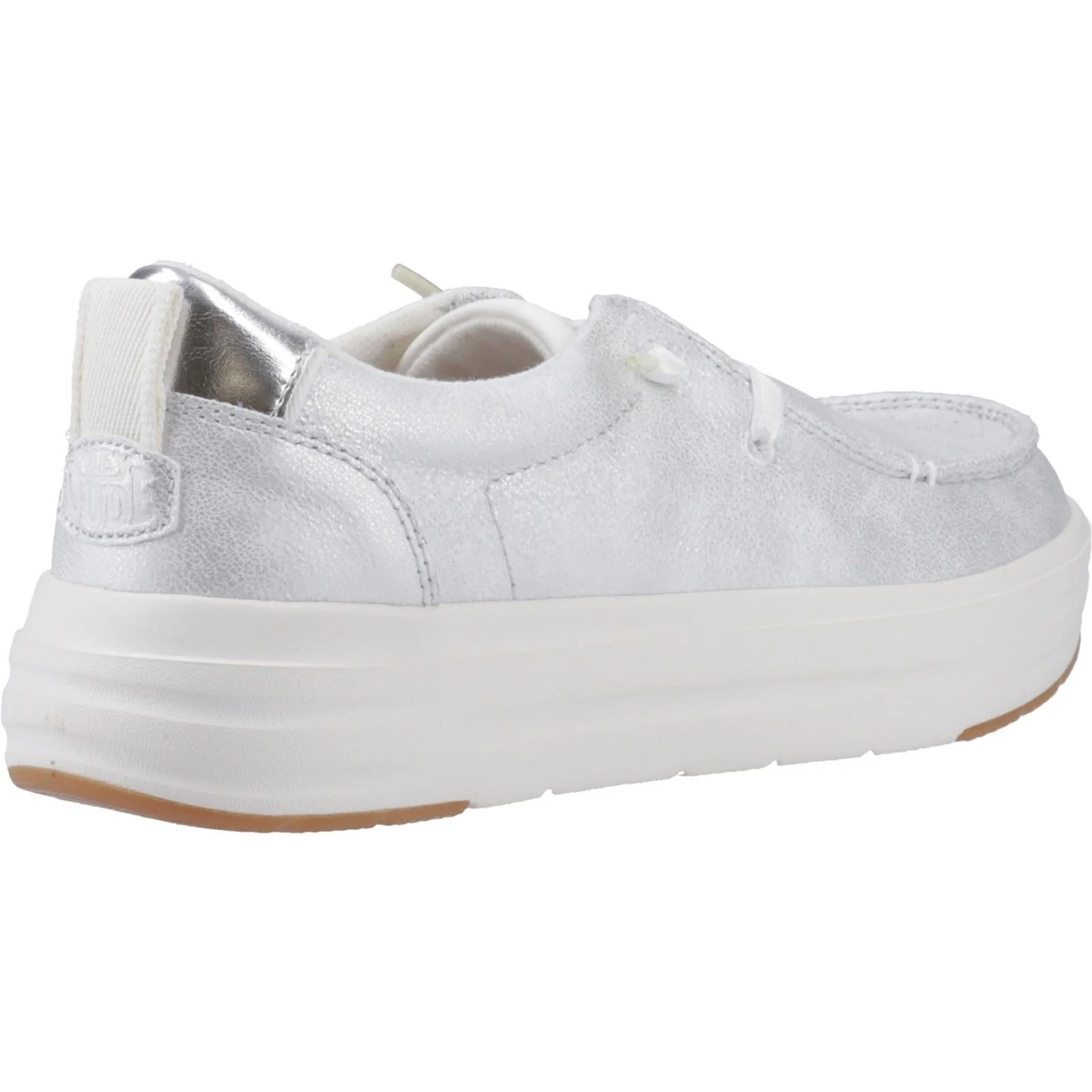 HEYDUDE Wendy Nova Shimmer Polyester Women's Snow White Moccasins Shoes - Image 2