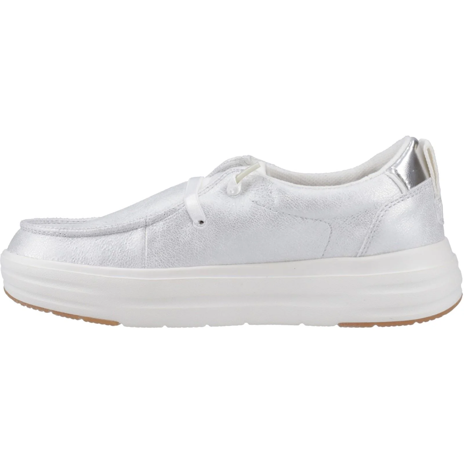 HEYDUDE Wendy Nova Shimmer Polyester Women's Snow White Moccasins Shoes - Image 4