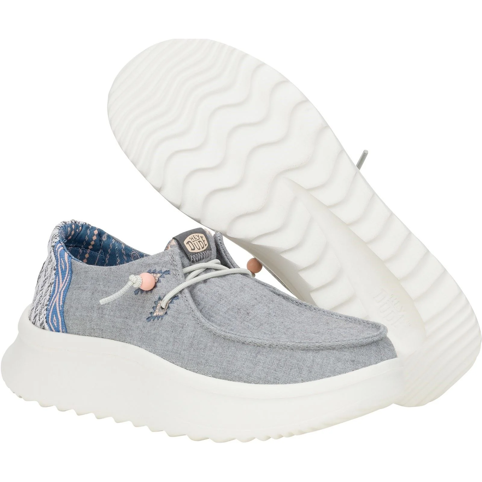 HEYDUDE Women's Wendy Peak Chambray Woven Shoes in Grey - Image 3