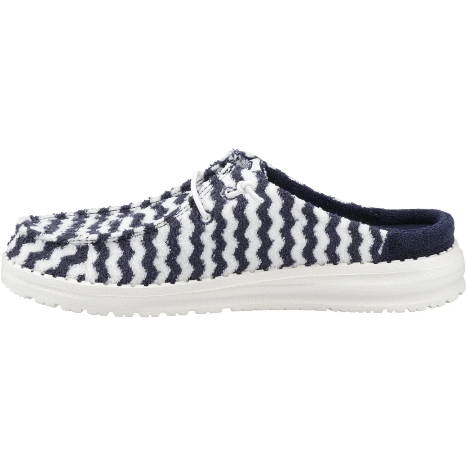 HEYDUDE Wendy Slip Terry Stripe Polyester Women's Navy Blazer/Egret Mules - Image 4