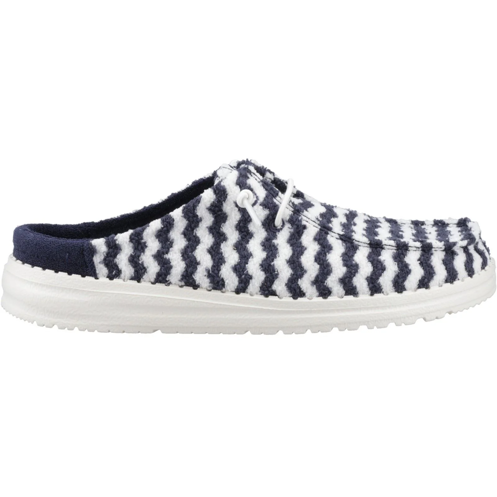 HEYDUDE Wendy Slip Terry Stripe Polyester Women's Navy Blazer/Egret Mules - Image 5