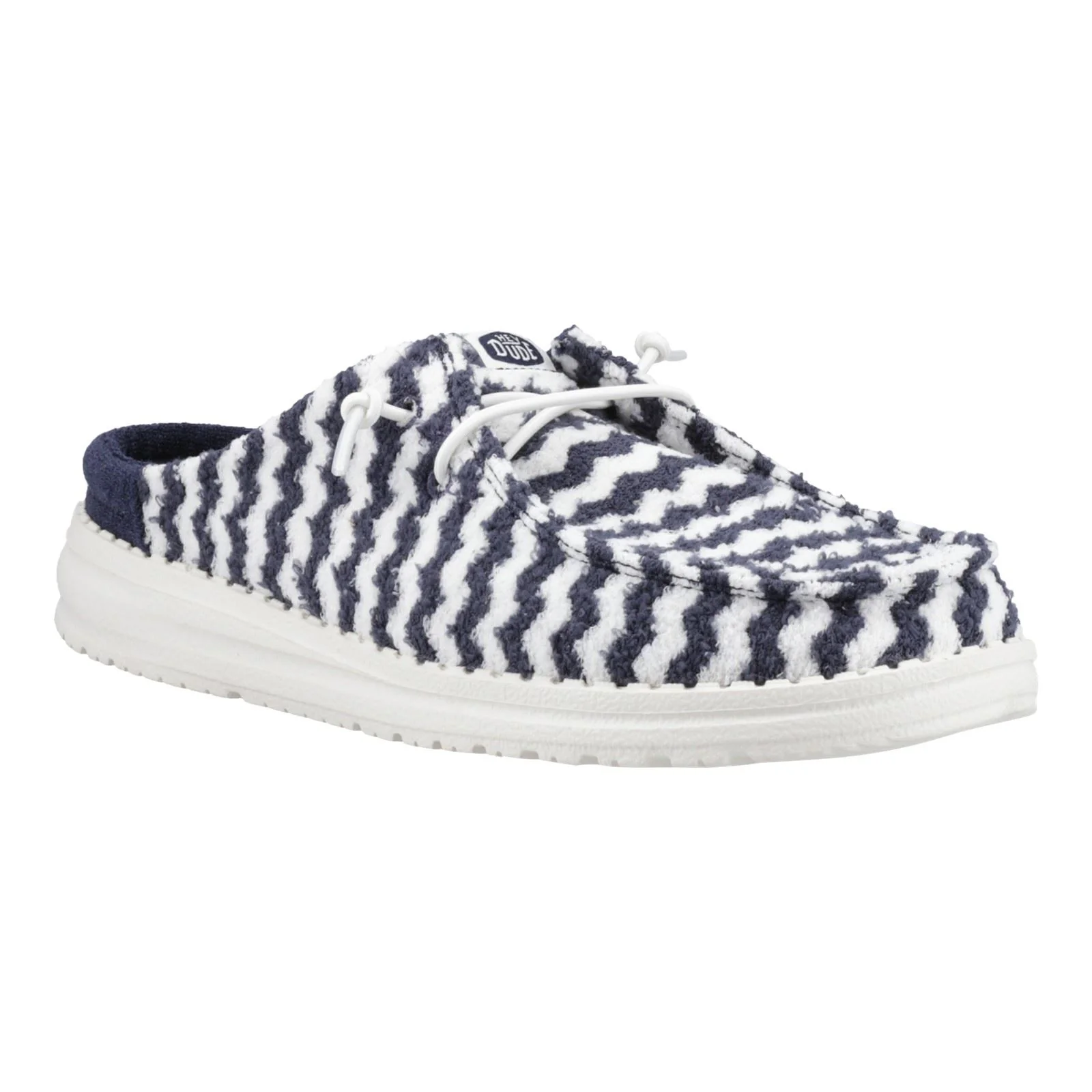 HEYDUDE Wendy Slip Terry Stripe Polyester Women's Navy Blazer/Egret Mules - Image 6