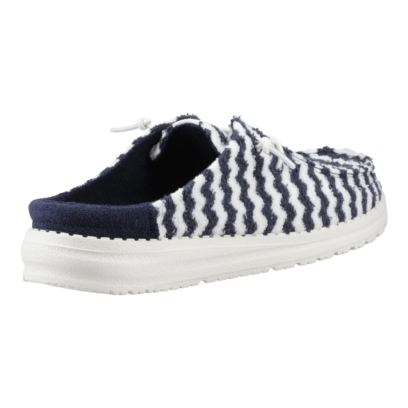 HEYDUDE Wendy Slip Terry Stripe Polyester Women's Navy Blazer/Egret Mules - Image 7