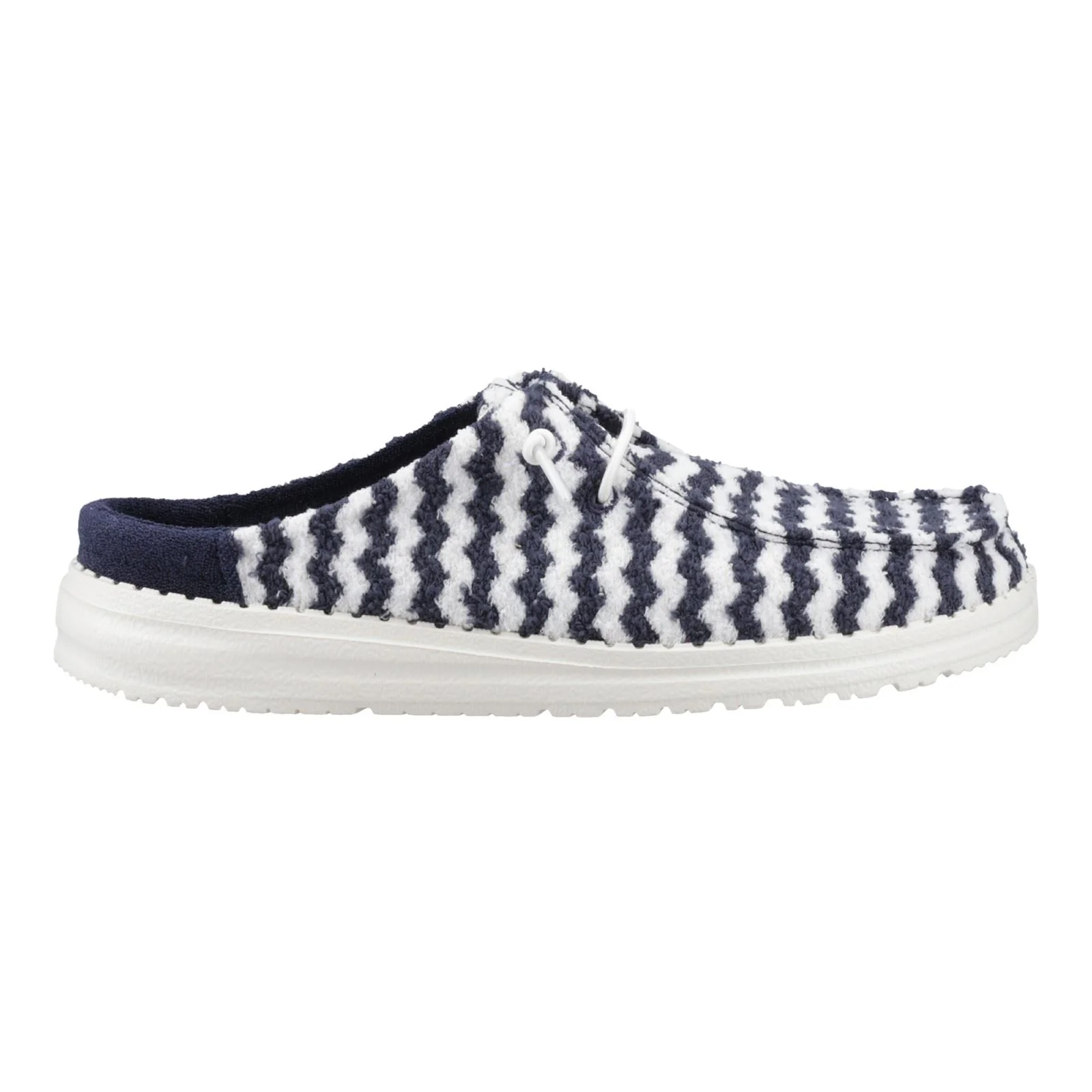 HEYDUDE Wendy Slip Terry Stripe Polyester Women's Navy Blazer/Egret Mules - Image 9