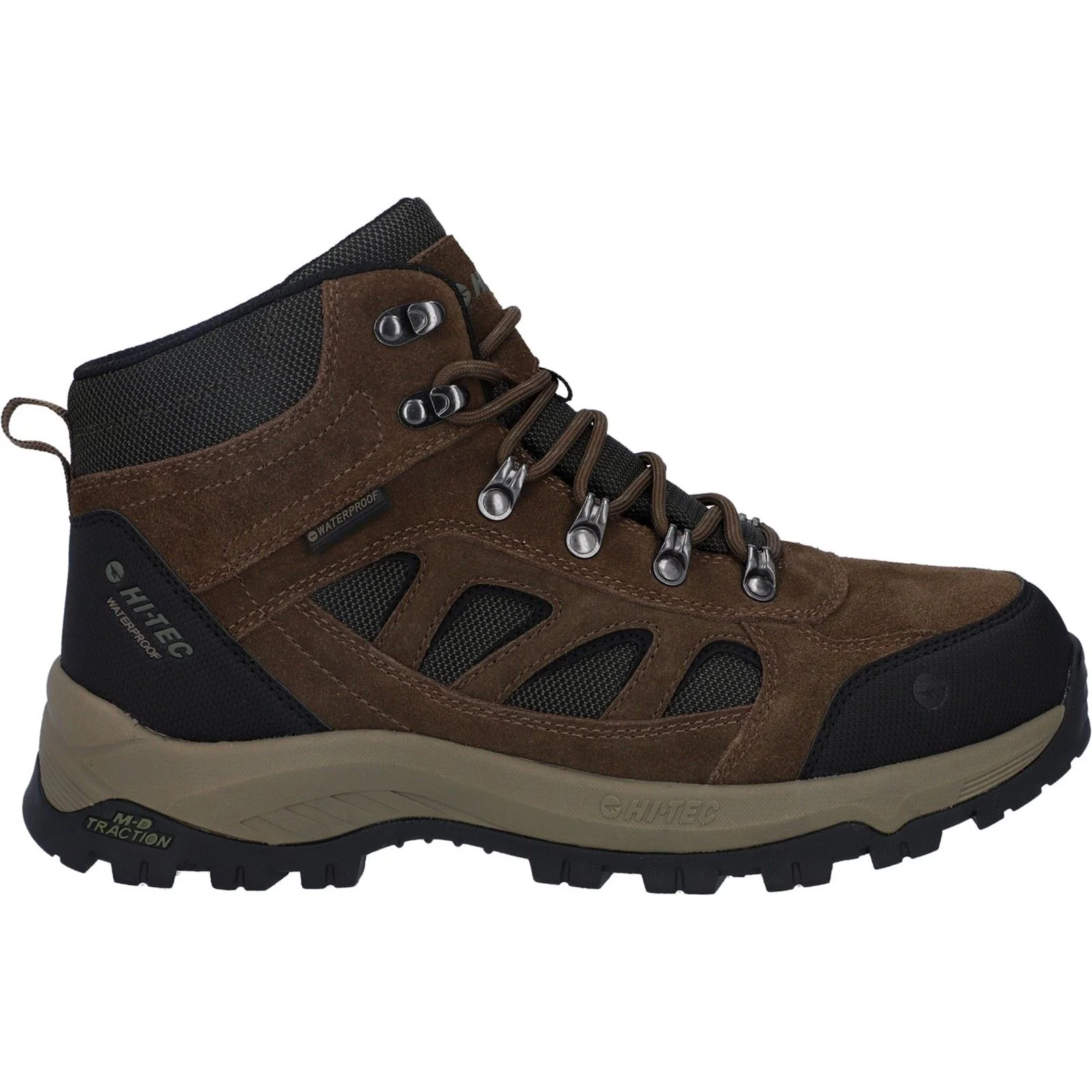 Hi-Tec Bandera Expedition Mid Wide Leather Men's Smokey Brown/Khaki Hiking Boots - Image 5