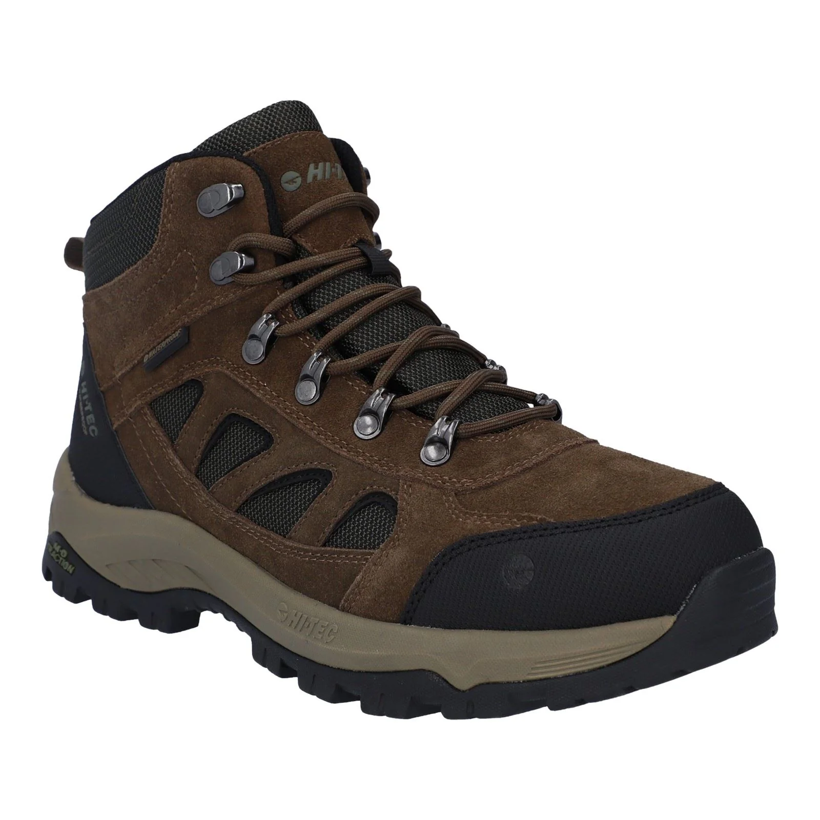 Hi-Tec Bandera Expedition Mid Wide Leather Men's Smokey Brown/Khaki Hiking Boots - Image 7
