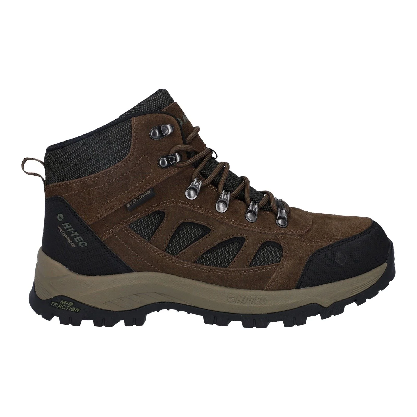 Hi-Tec Bandera Expedition Mid Wide Leather Men's Smokey Brown/Khaki Hiking Boots - Image 9