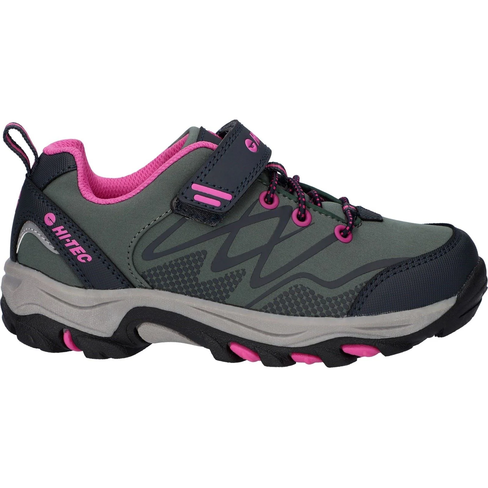 Hi-Tec Blackout Low Synthetic Soft Shell Junior Dark Forest/India Ink/Pink Hiking Boots - Image 6