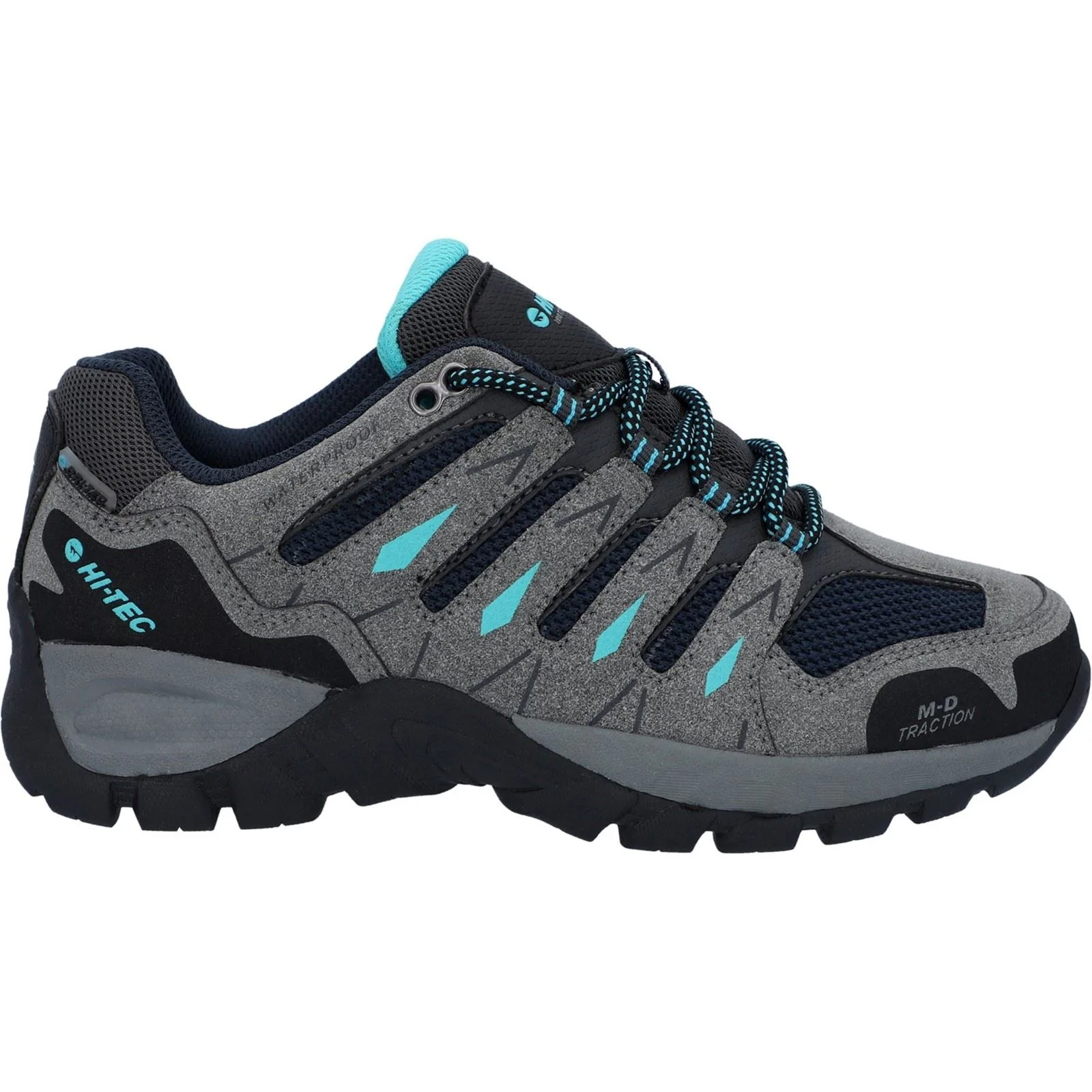 Hi-Tec Corzo Low PU Suede Women's Cool Grey/Navy Blue/Curacao Hiking Boots - Image 6