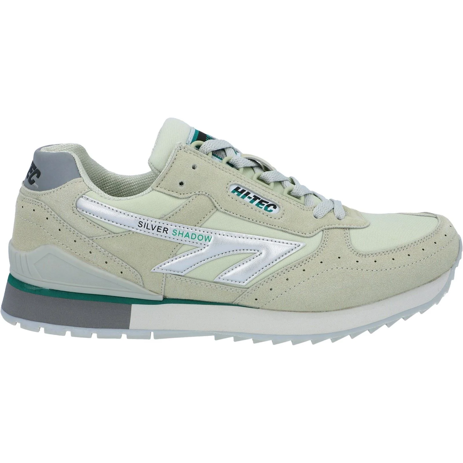 Hi-Tec Silver Shadow OG PU Suede Men's Silver/Grey/Green Trainers - Image 6