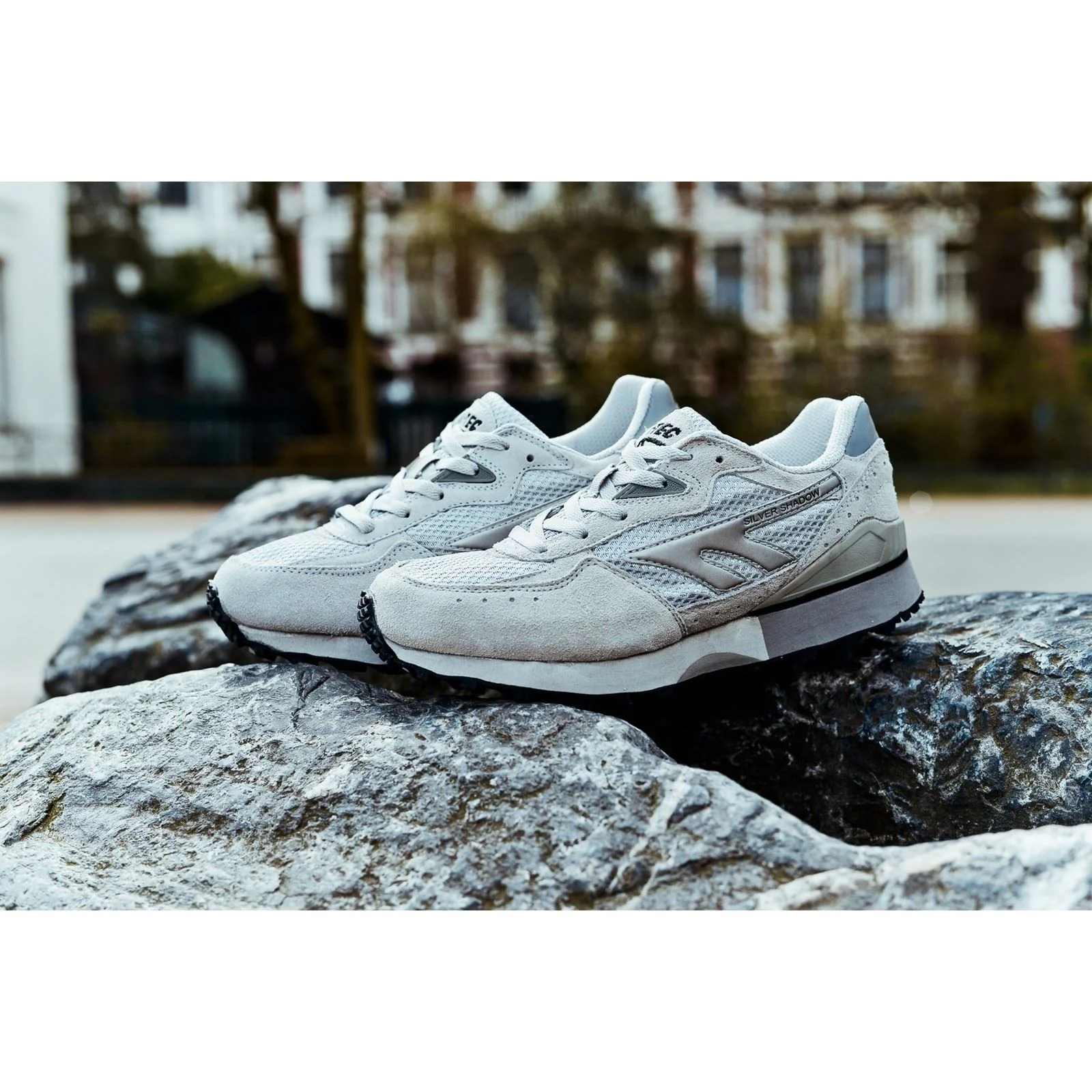 Hi-Tec Silver Shadow OG PU Suede Men's Silver/Grey/Green Trainers - Image 9