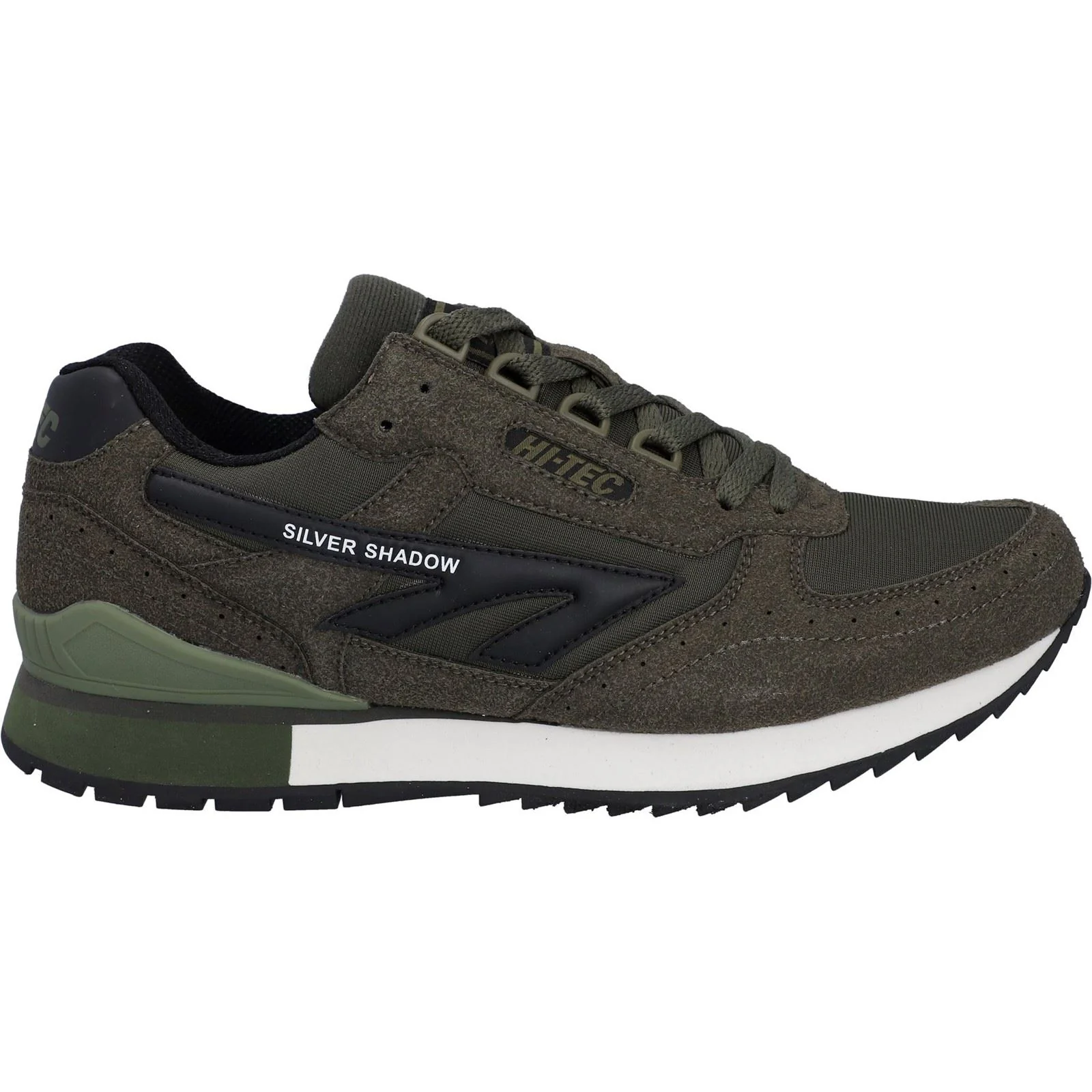Hi-Tec Silver Shadow PU Suede/Polyester Dark Olive Lace-Up Shoes - Image 5