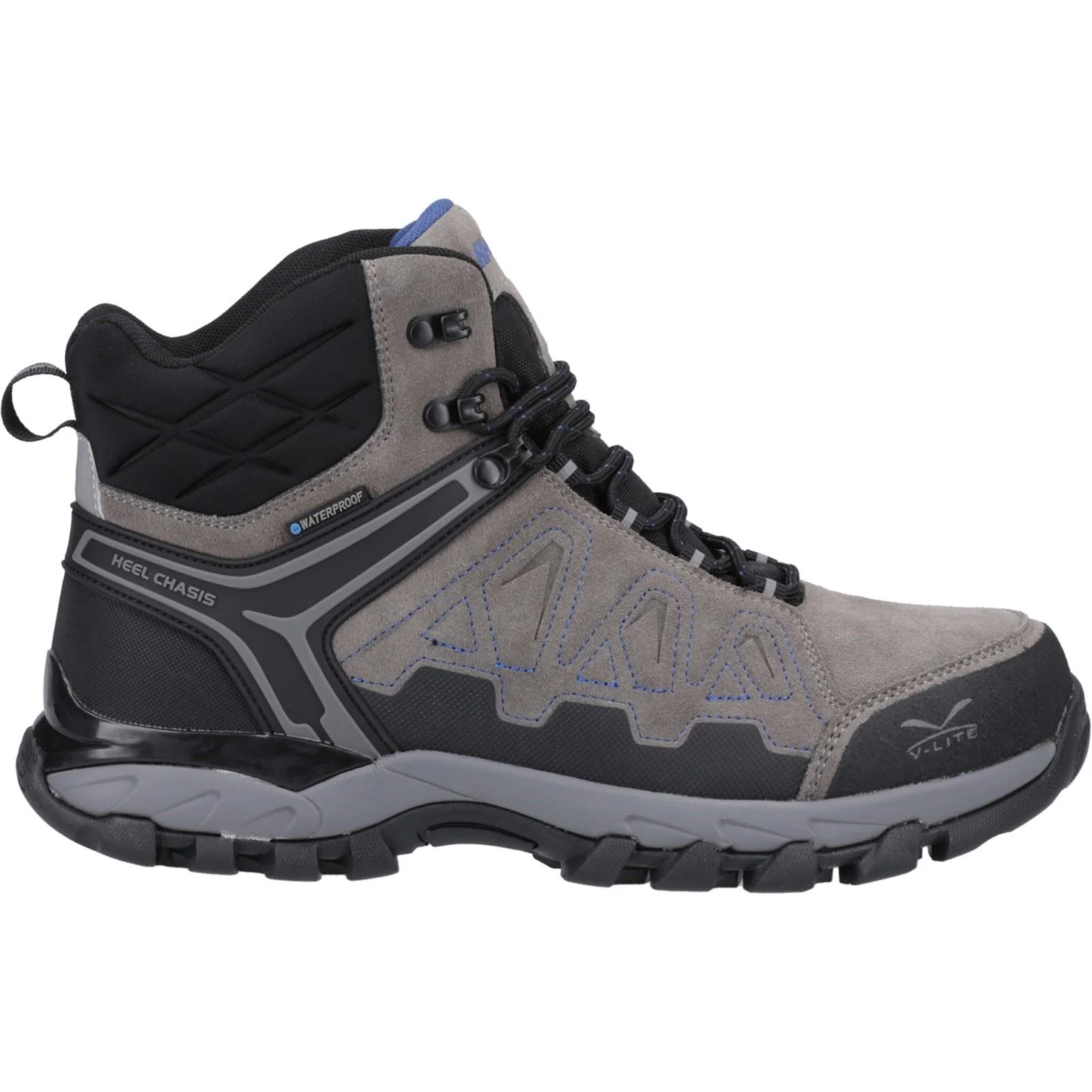 Hi-Tec V-Lite Explorer WP Cow Suede Leather Men's Charcoal/Grey/Dark Blue Hiking Boots - Image 5