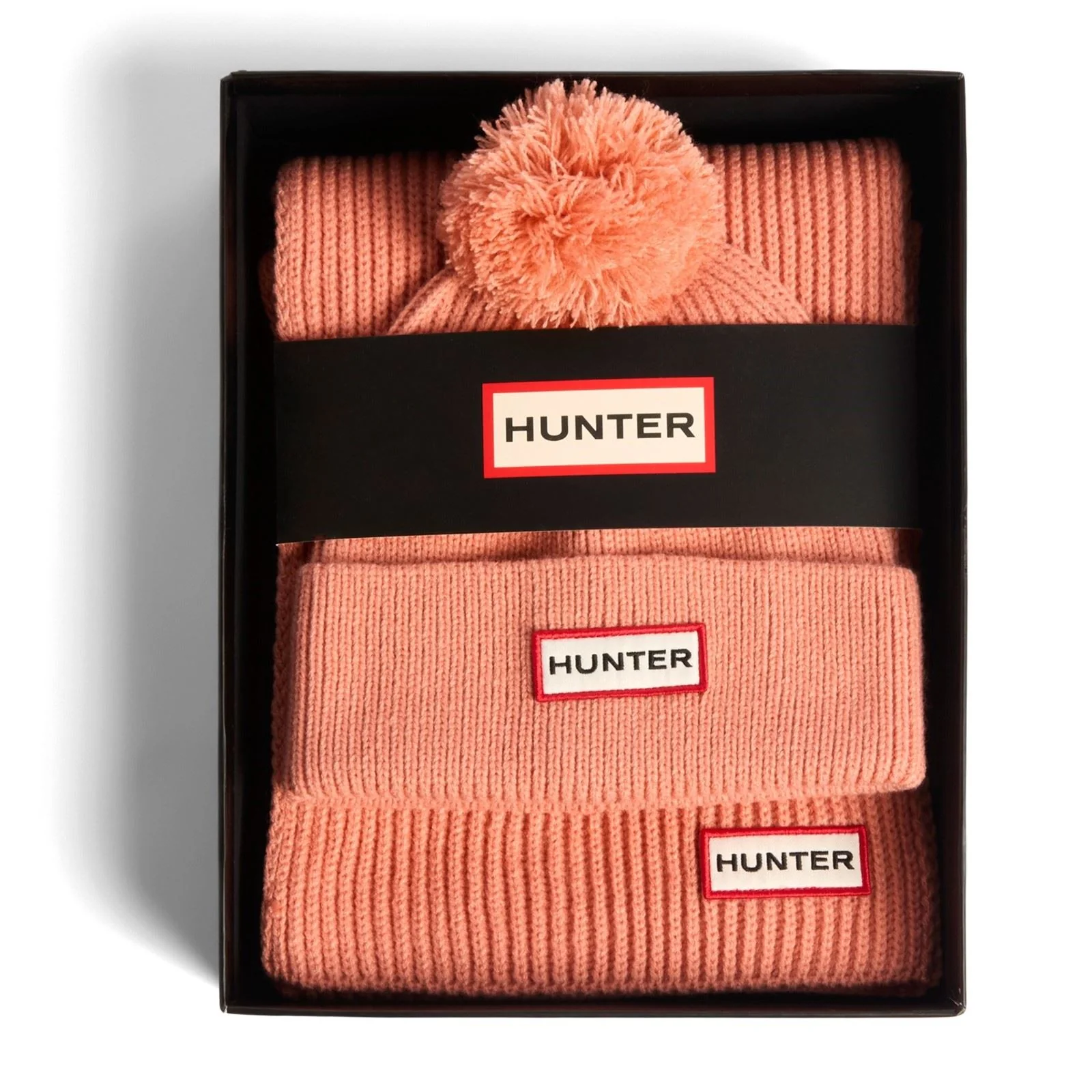 Hunter Arrinay Ribbed Pom Beanie/Scarf Box Set Terracotta Hat & Scarf Set - One Size