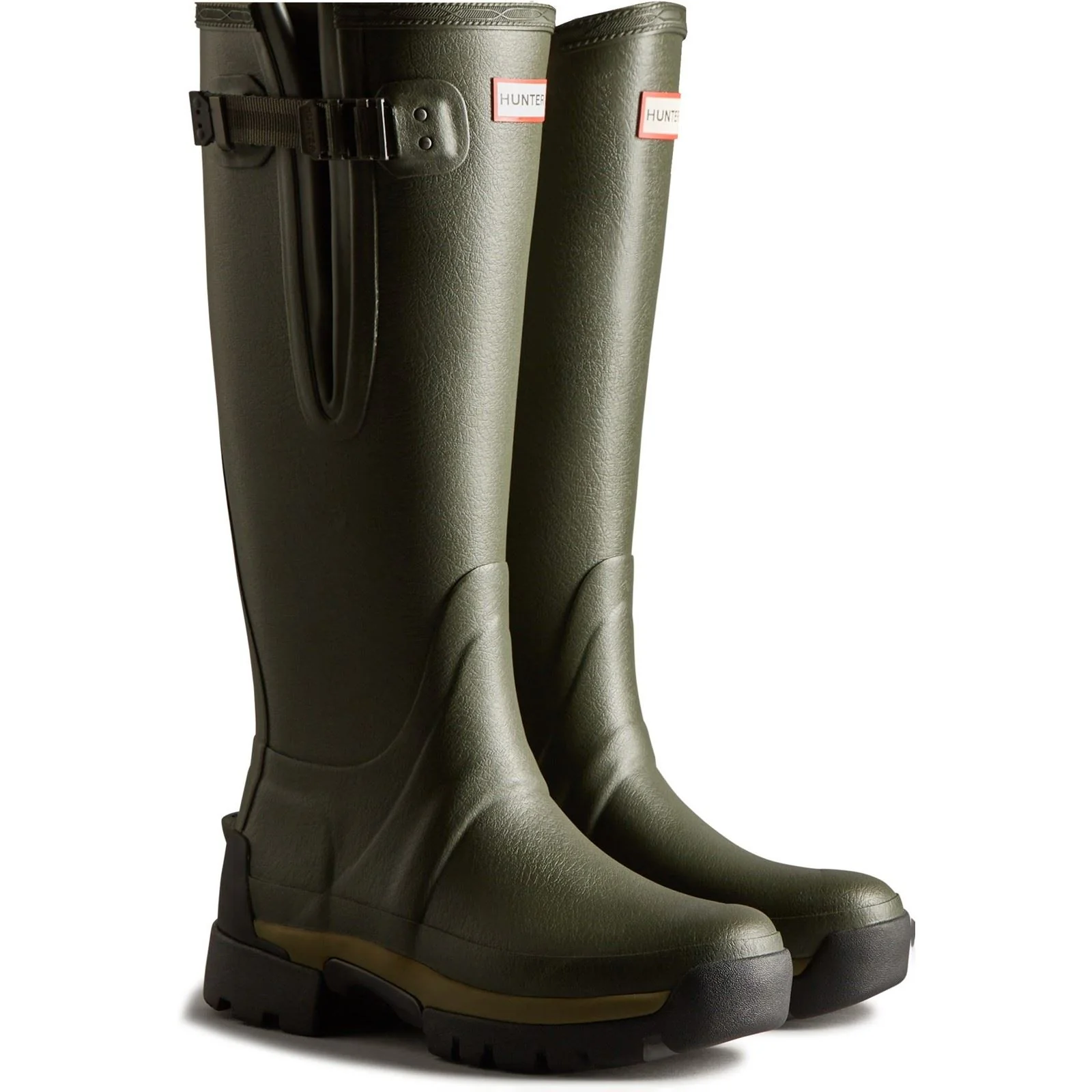 Hunter Women's Balmoral Adjustable Synthetic Lined Wellington in Dark Olive