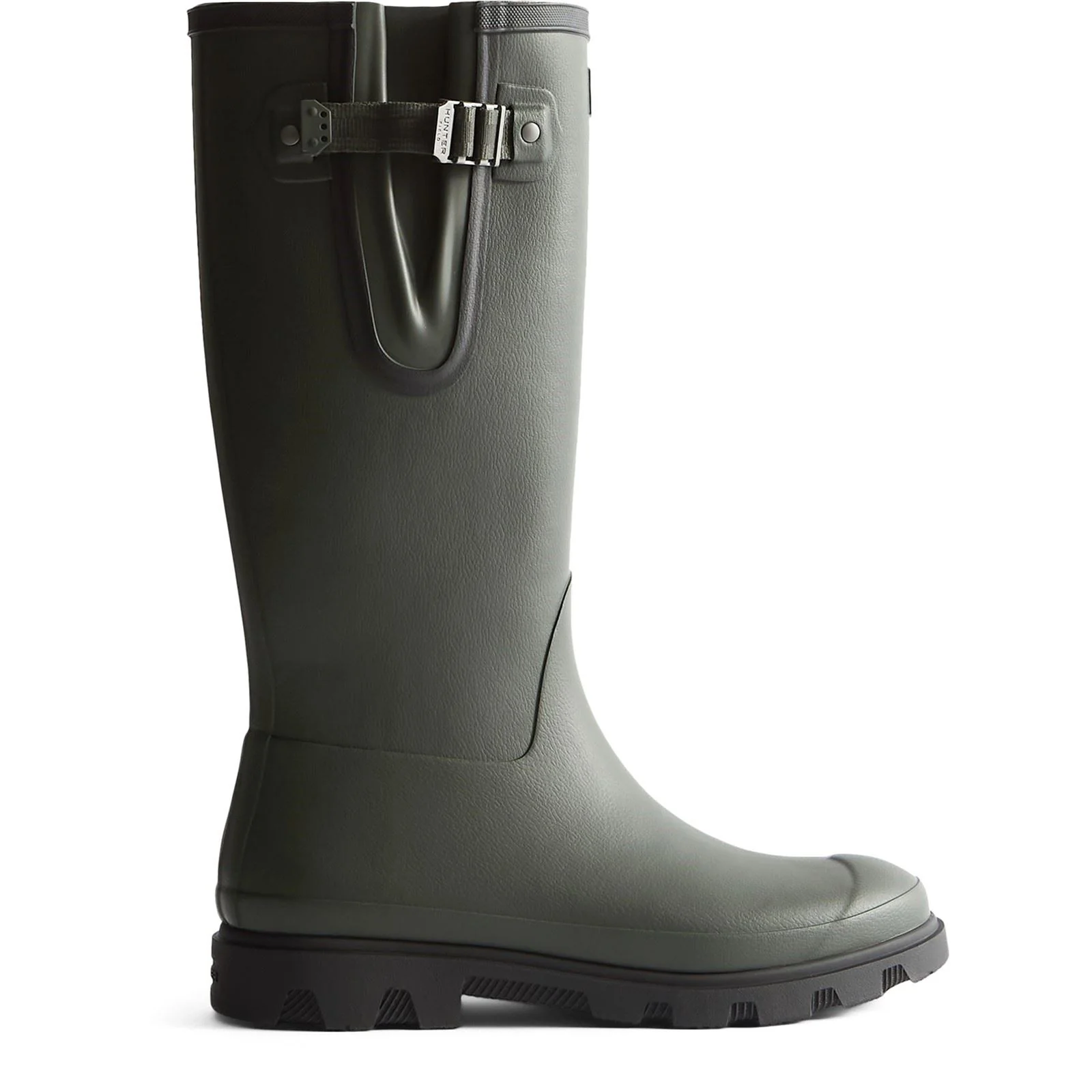 Hunter Downpour Adjustable Boot Rubber Men's Dark Olive/Black Wellington Boots - Image 4