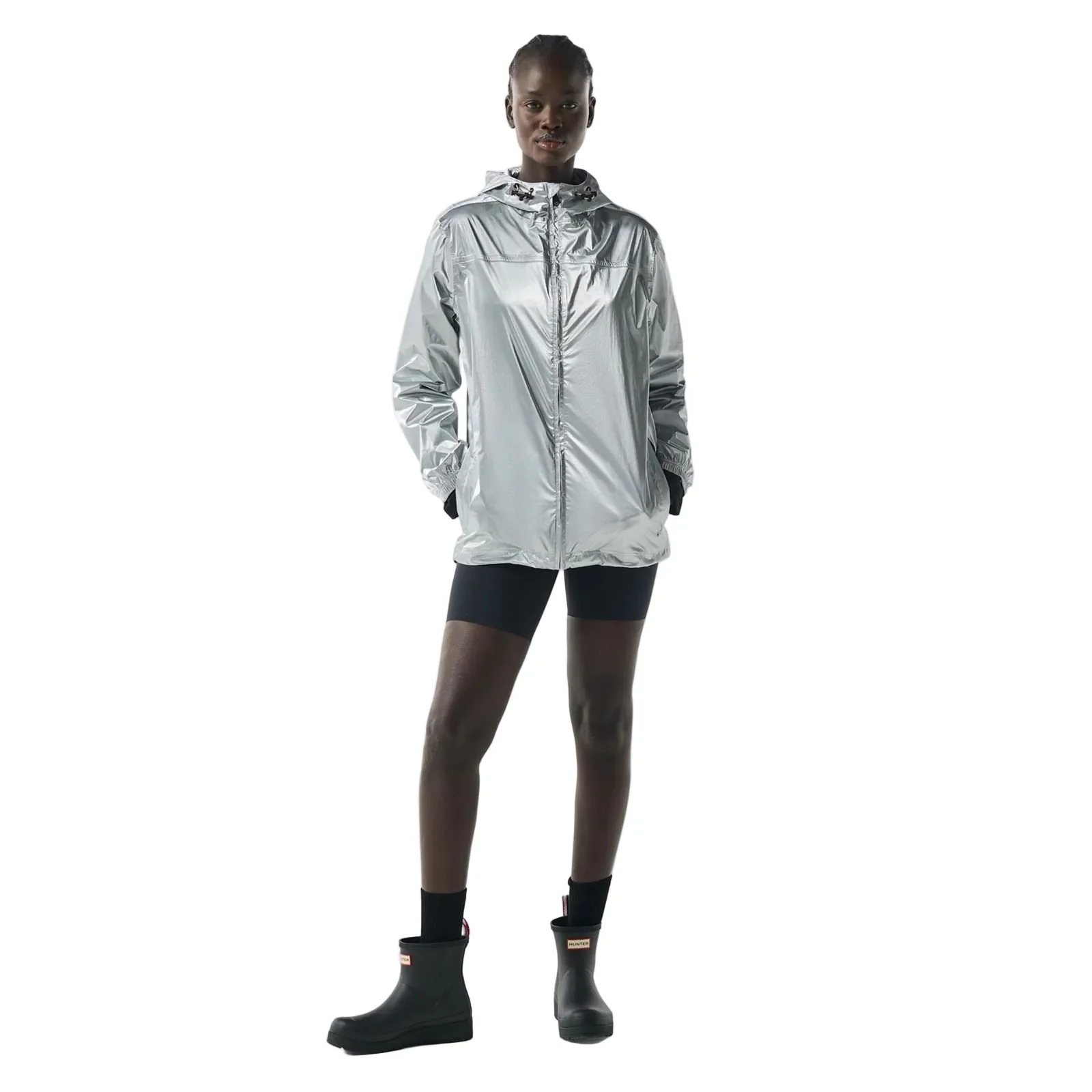 Hunter Hunter Packable Unisex Adults Silver Rain Jacket - Image 4