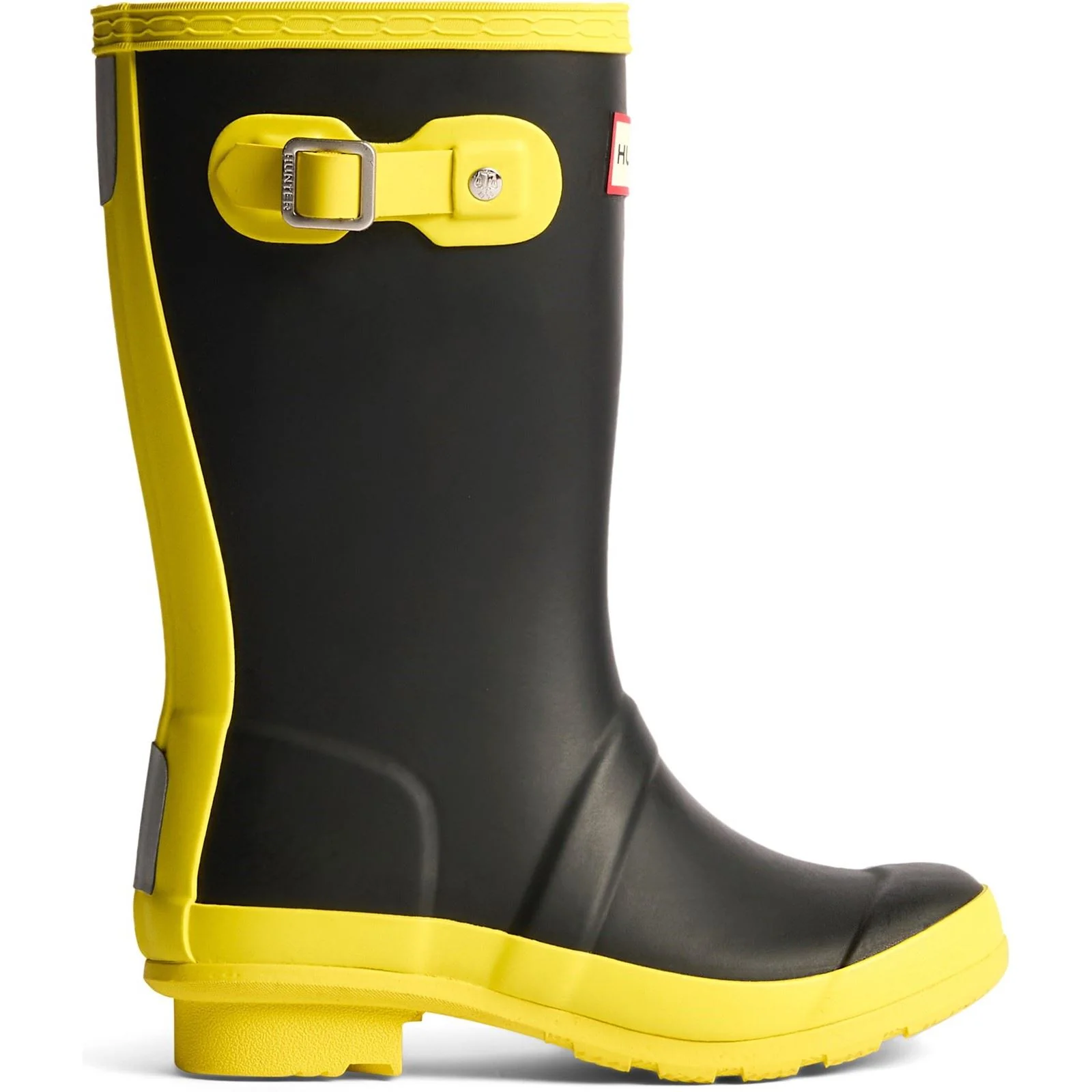 Hunter Junior Originals Boot Rubber Kid's Black/Illuminating Yellow Wellington Boots - Image 4