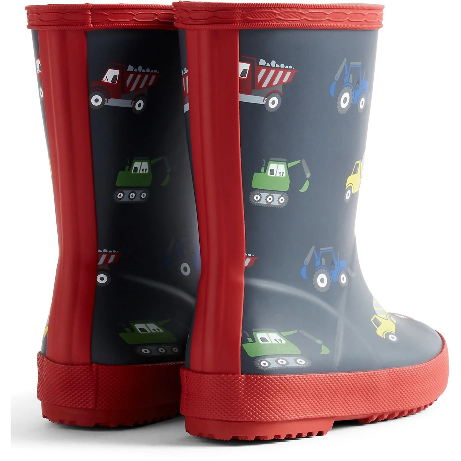 Hunter Kids First Construction Print Boot Rubber Boys's Hunter Navy/Military Red Wellington Boots - Image 2