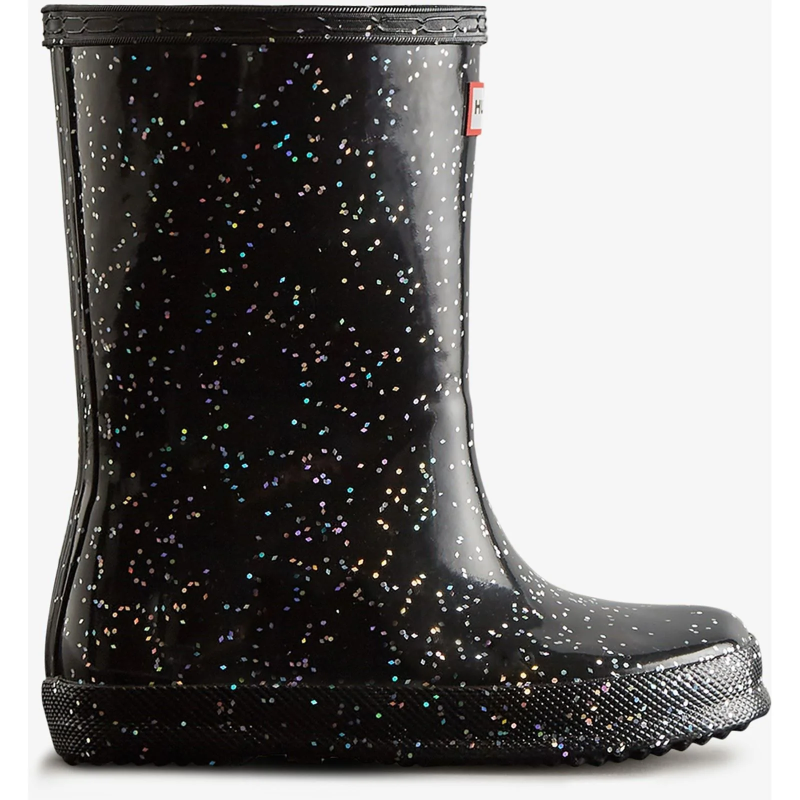 Hunter Kids First Giant Glitter Rubber Black Wellington Boots - Image 4