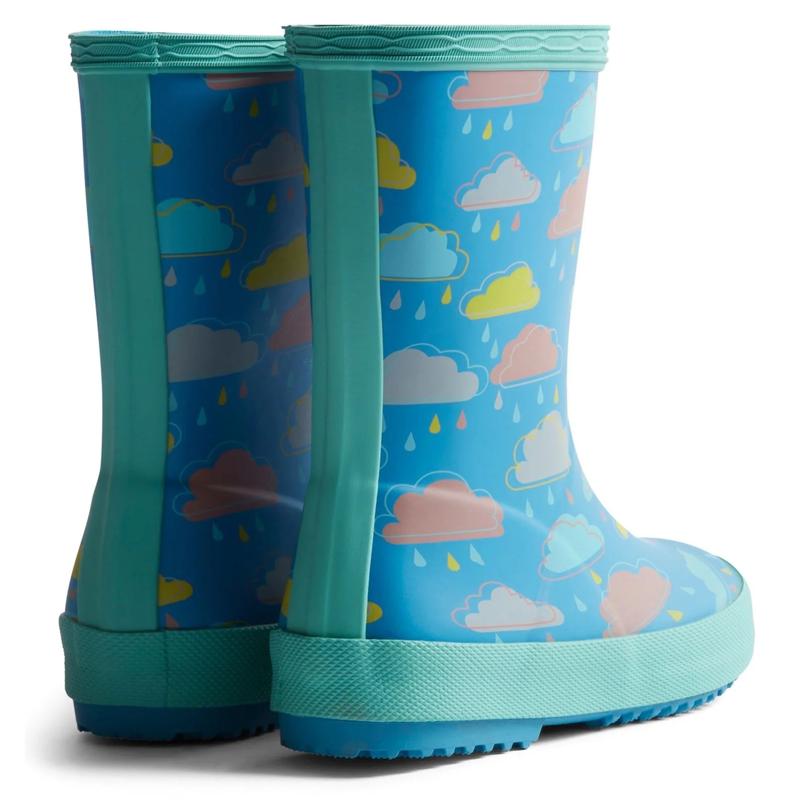 Hunter Kids Rain Cloud Boot Rubber Blue Rainclouds Wellington Boots - Image 2