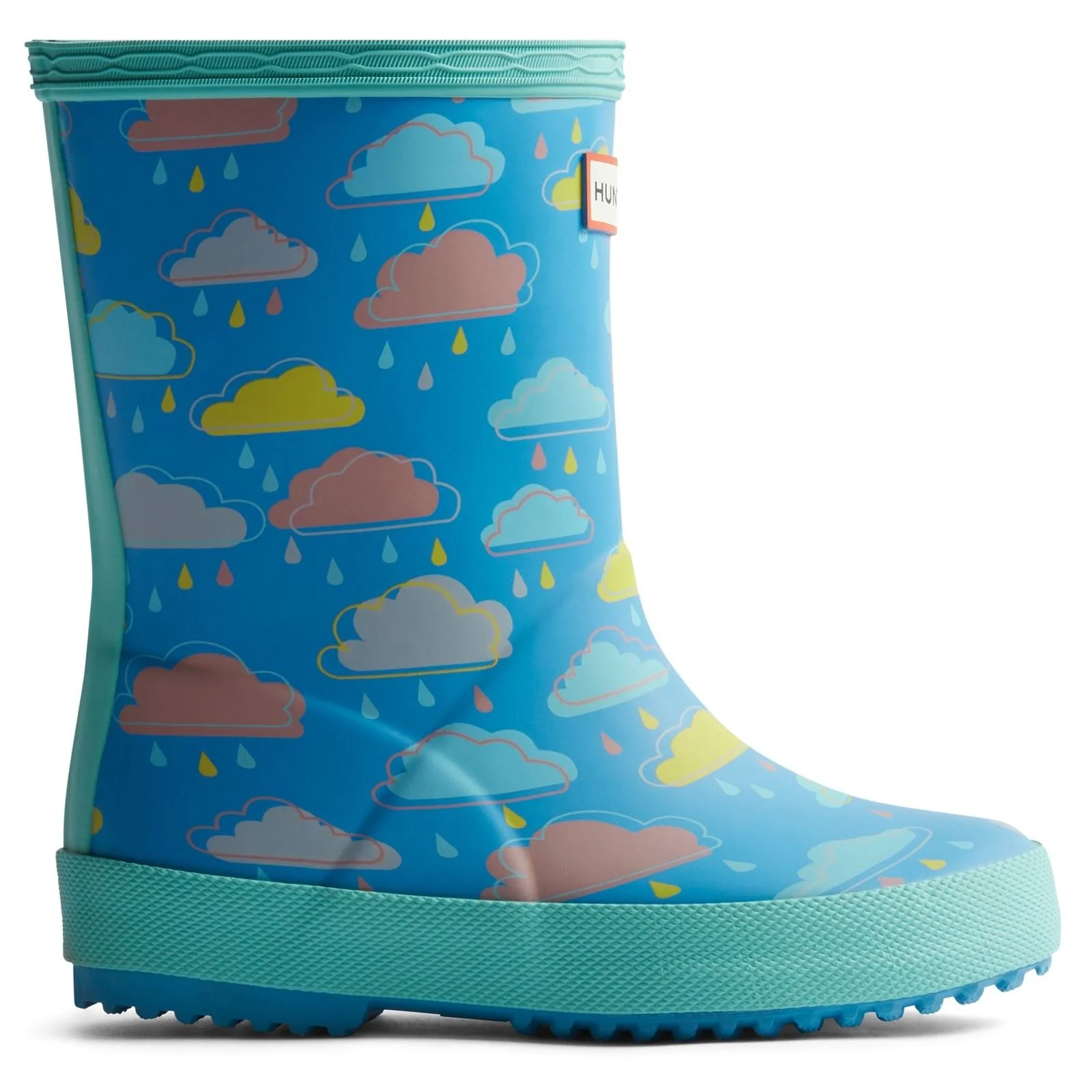 Hunter Kids Rain Cloud Boot Rubber Blue Rainclouds Wellington Boots - Image 4