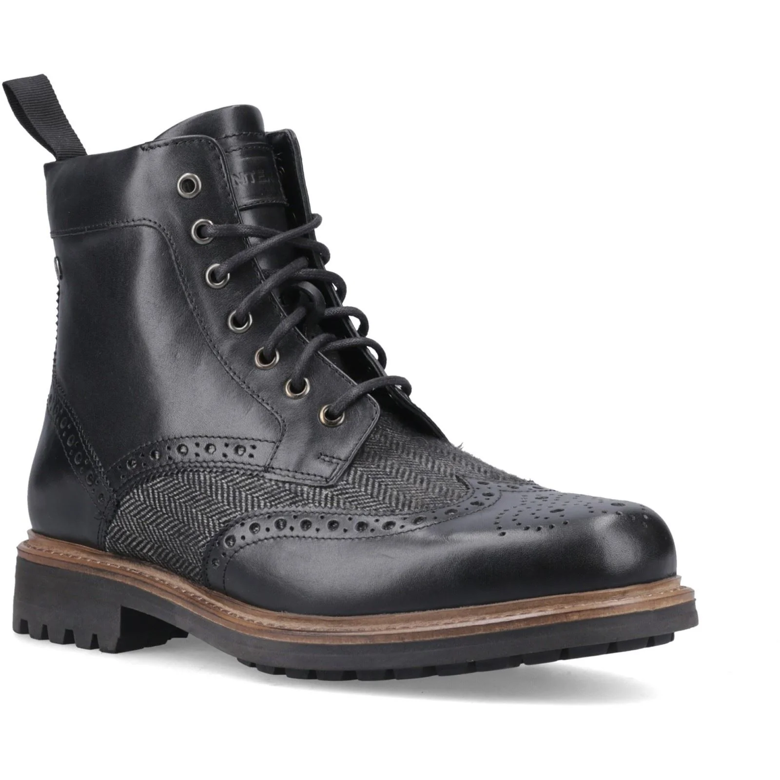 Hunter Loch Brogue Ankle Boot Leather Men's Black Ankle Boots