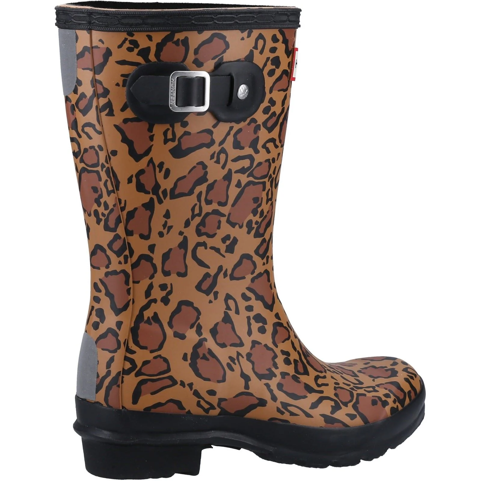 Hunter Original Short Leopard Print Rubber Women's Rich Tan/Saddle/Black Wellington Boots - Image 2