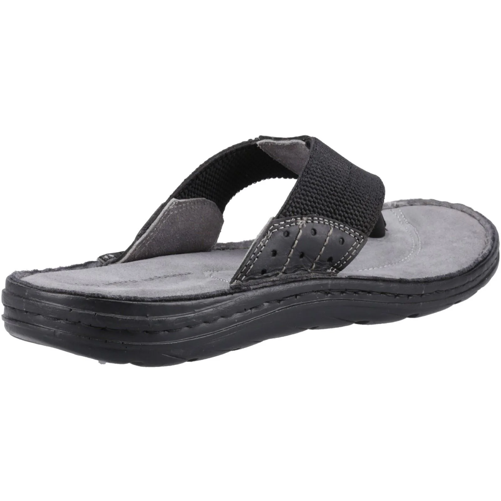 Hush Puppies Alan Toepost Leather Men's Black Flip Flops - Image 2