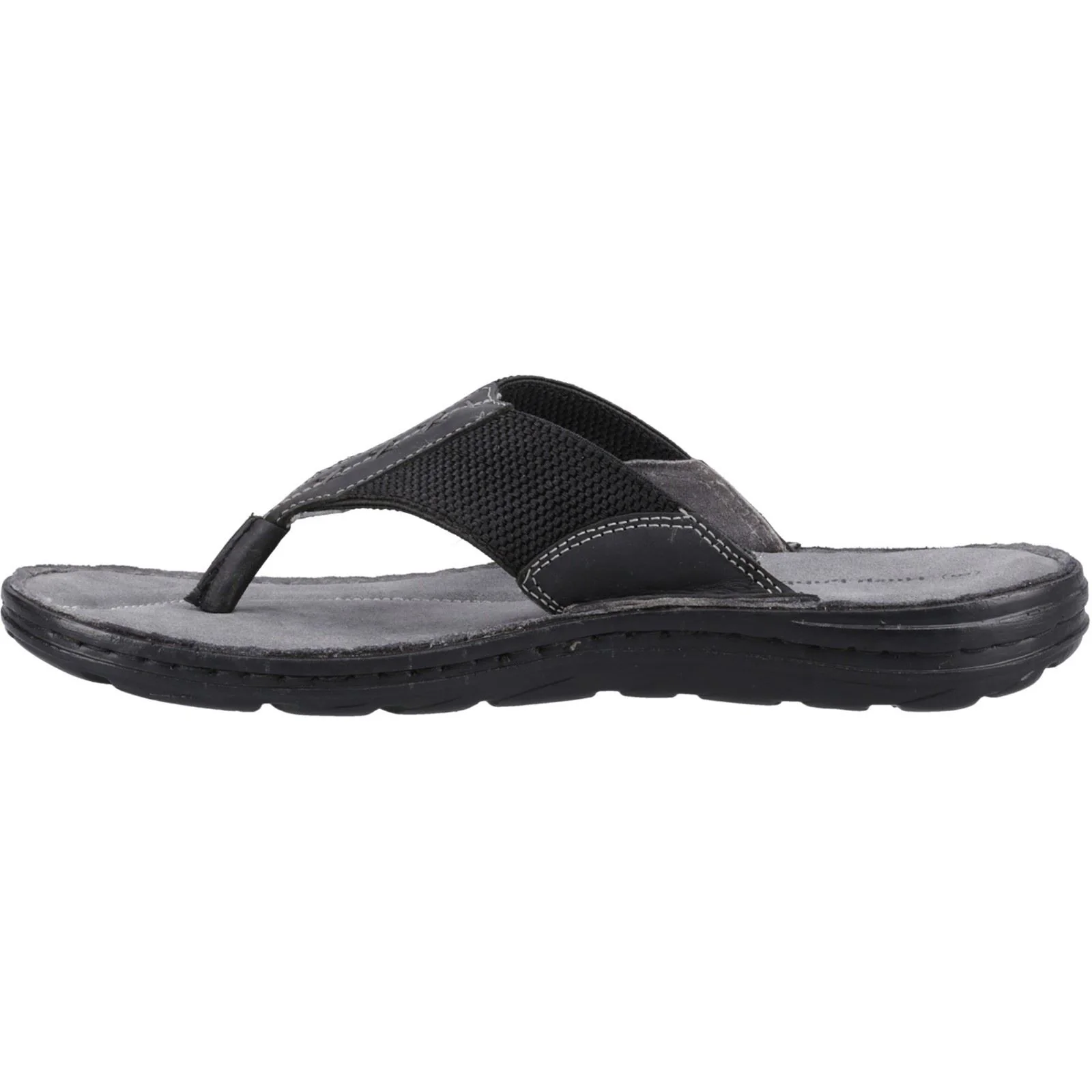 Hush Puppies Alan Toepost Leather Men's Black Flip Flops - Image 4