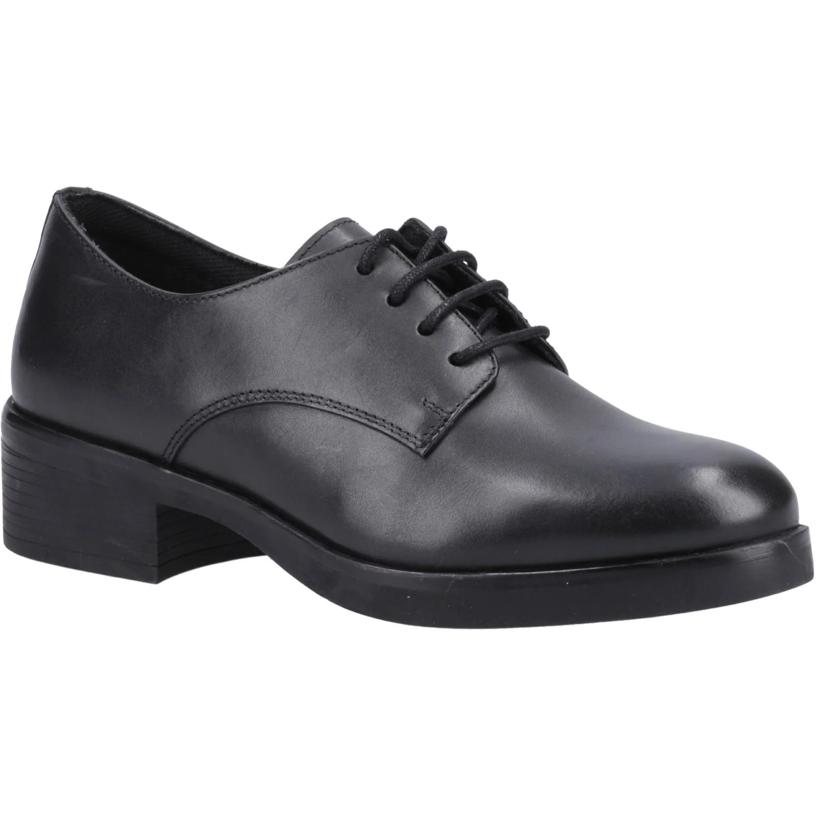Hush Puppies Anastasia Leather Youth Black Lace-Up Shoes