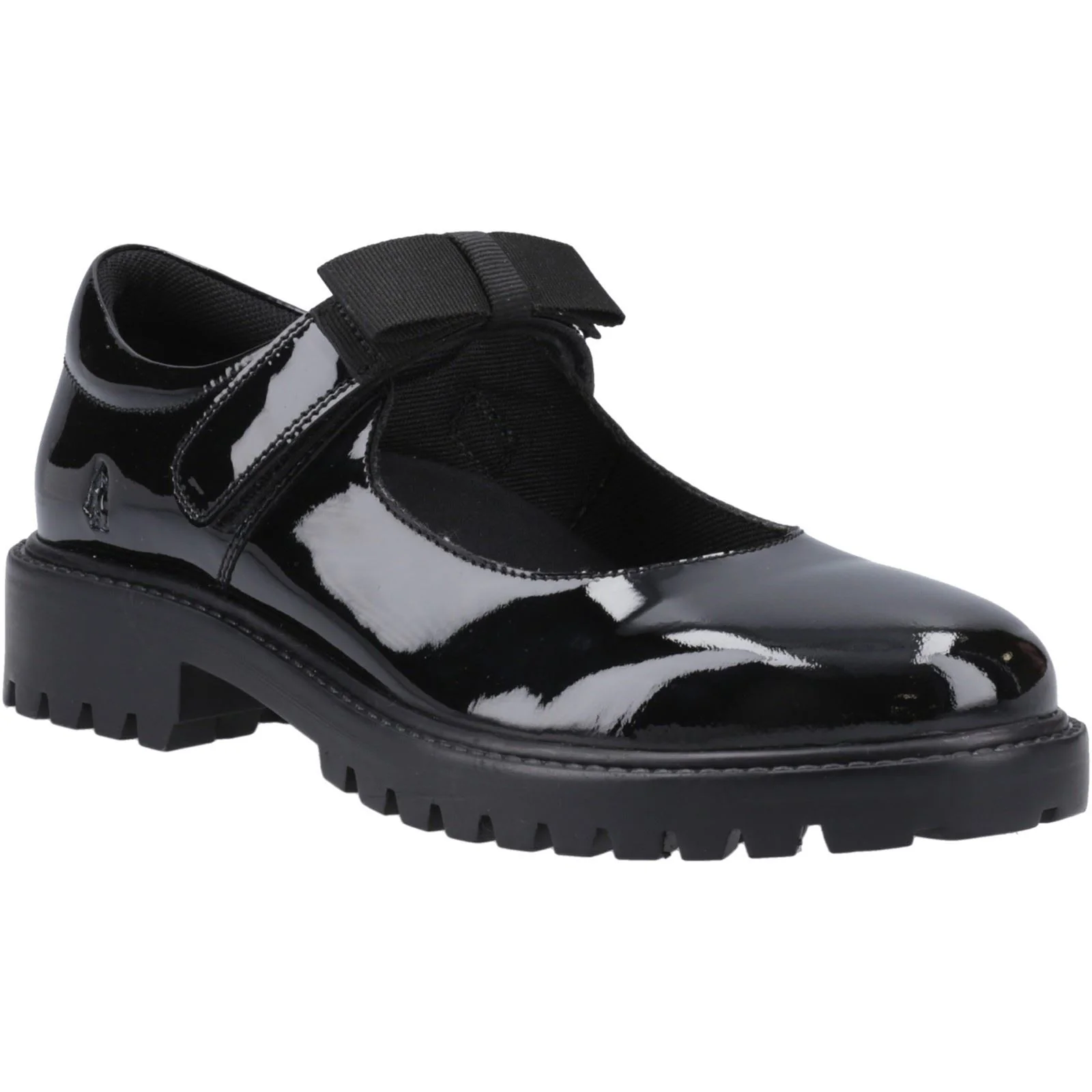 Hush Puppies Astrid Bow Patent Leather Youth Black Shoes