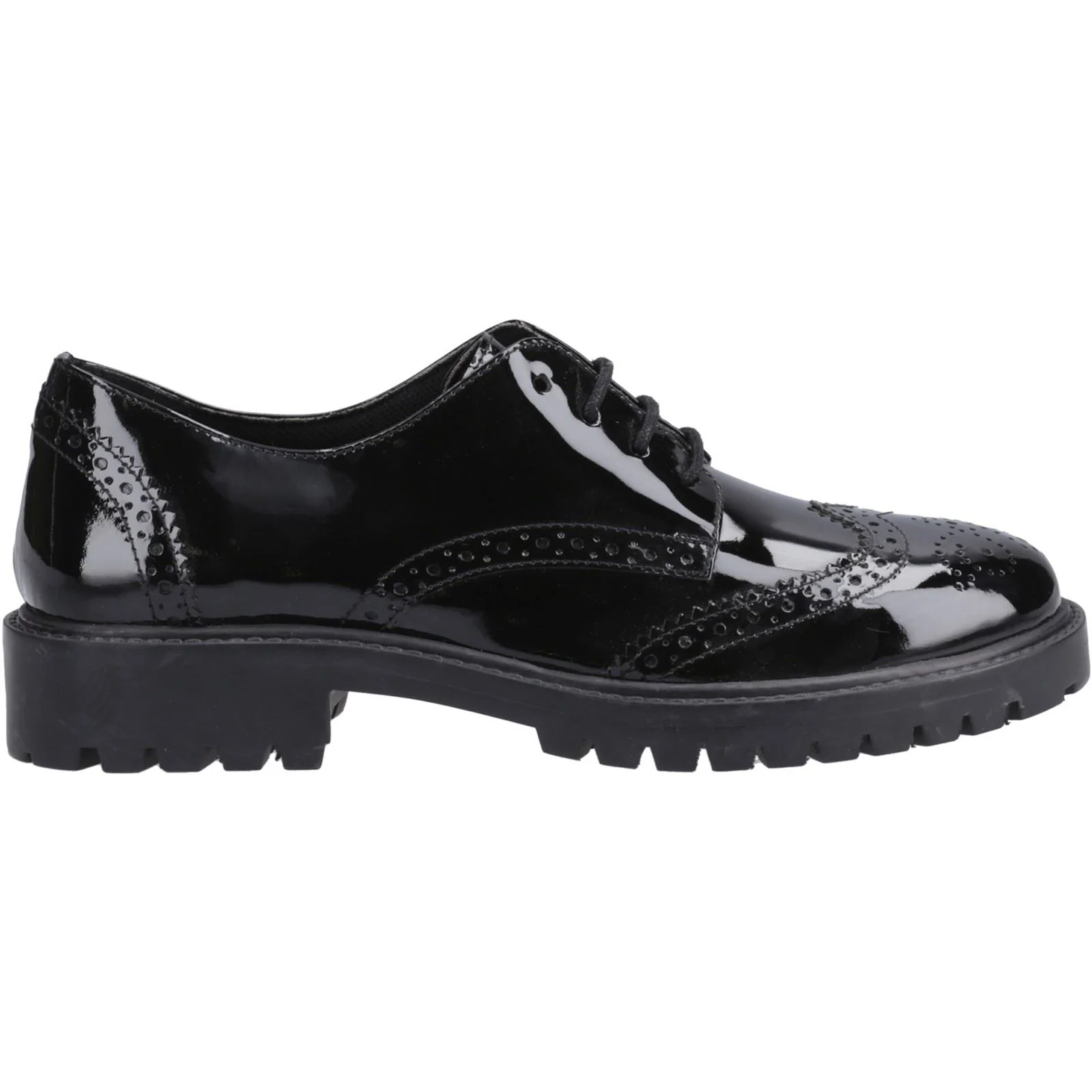 Hush Puppies Athena Patent Leather Black Brogues - Image 5