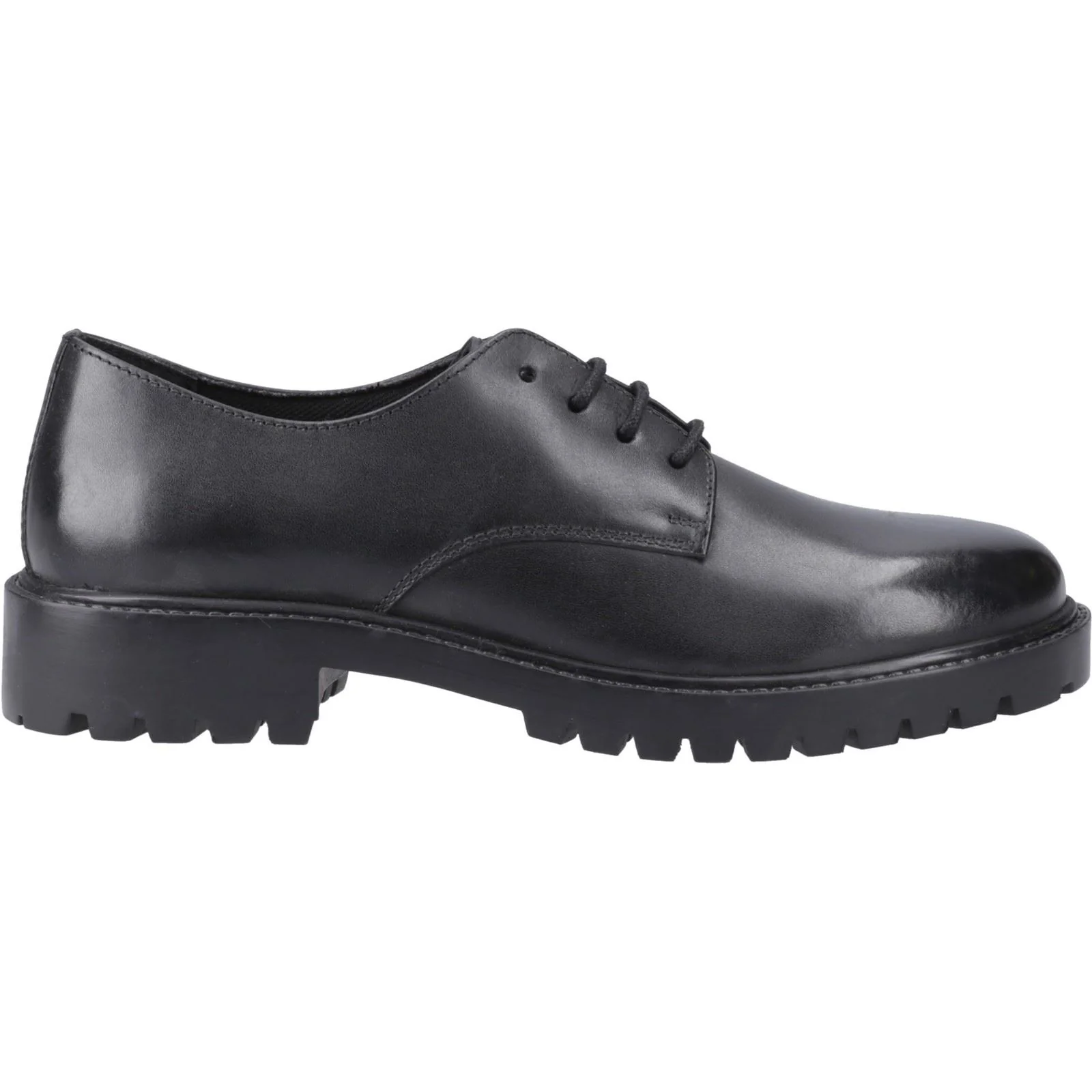 Hush Puppies Aubrey Lace Up Leather Youth Black Derby Shoes - Image 5