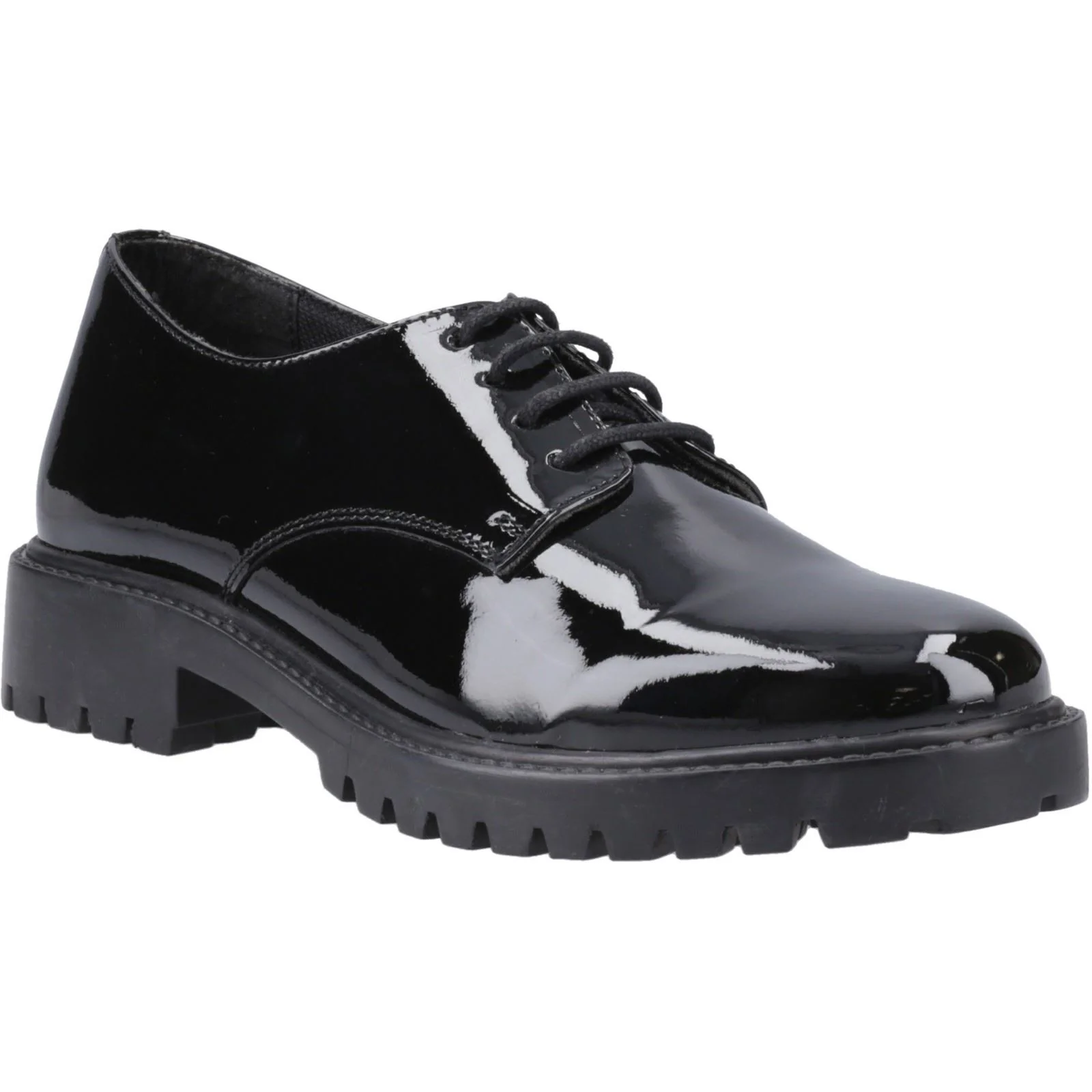 Hush Puppies Aubrey Leather Junior Black Derby Shoes